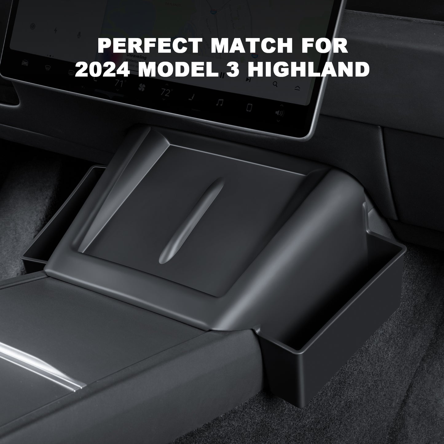 2 in 1 Center console wireless charger pad mat with side pockets for 2024-2025 Tesla Model 3 Highland and 2025 New Model Y Juniper Accessories