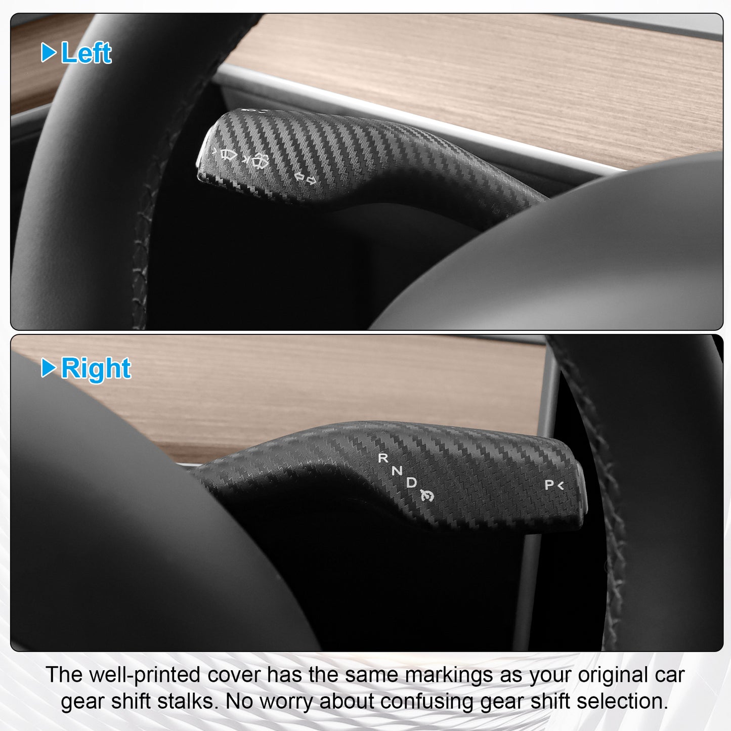 Carbon Fiber Pattern Steering Lever Cover for 2017-2023 Tesla Model 3 and 2021-2025 Model Y Accessories