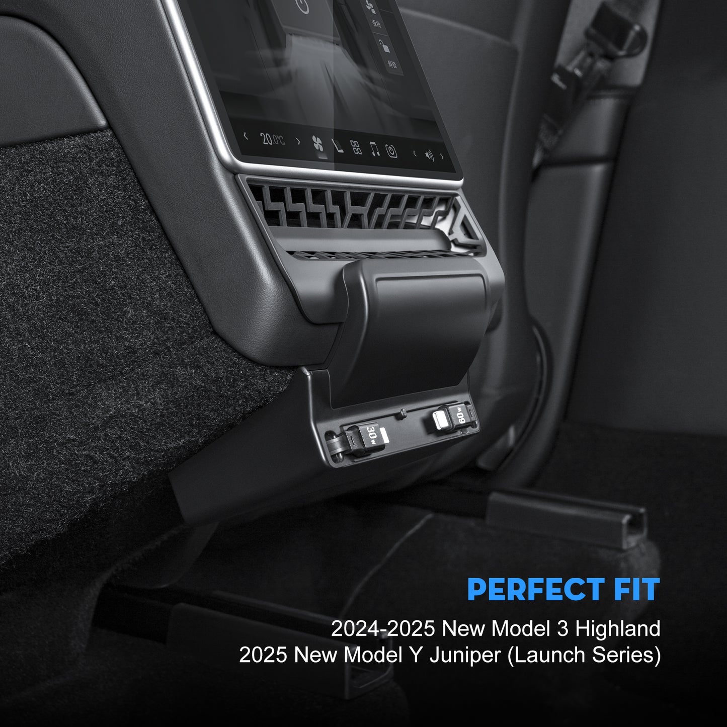 Backseat Air Vents Cover USB Hub for 2025 Tesla New Model Y Juniper Accessories