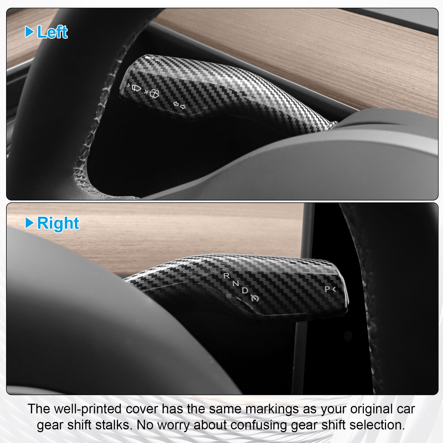 Carbon Fiber Pattern Steering Lever Cover for 2017-2023 Tesla Model 3 and 2021-2025 Model Y Accessories