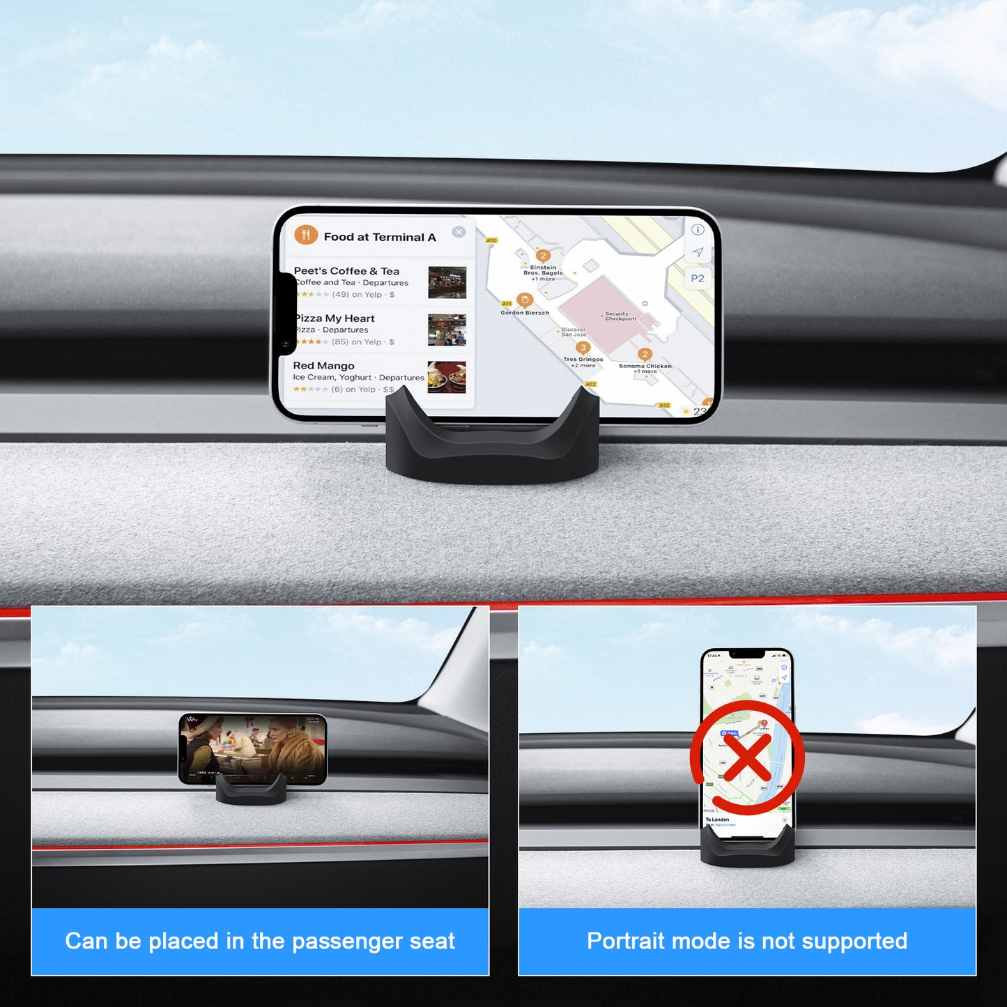 Silicone Phone Mount for 2021-2025 Tesla Model Y and 2017-2023 Tesla Model 3 Accessories