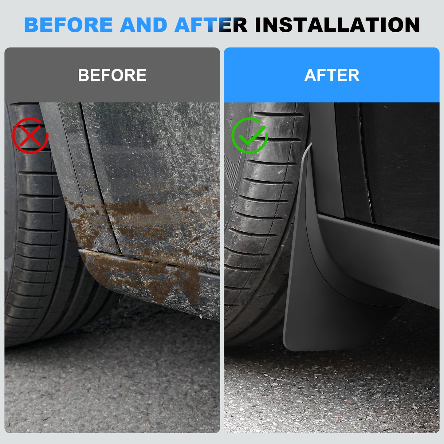 4PCS Mud Flaps for 2025-2026 New Model Y Juniper Accessories (5-Seater)