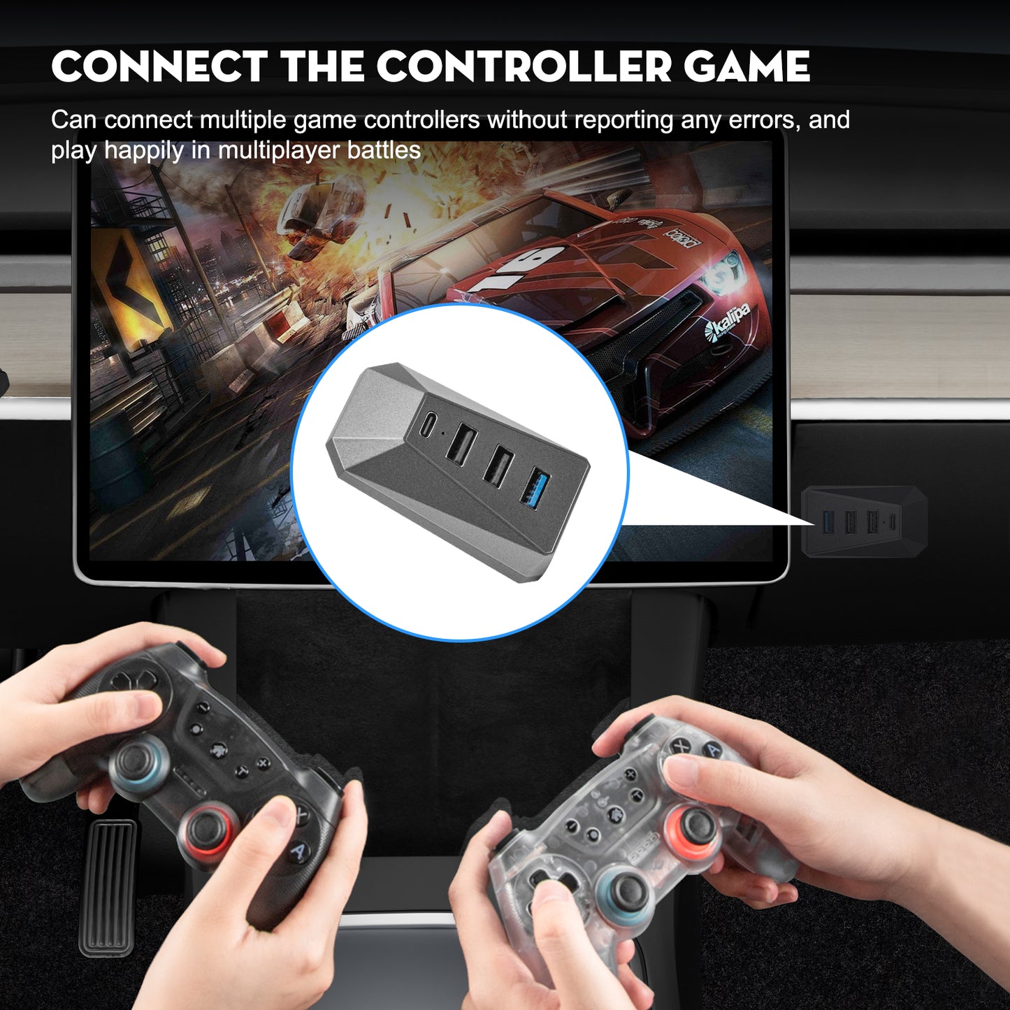 Glove Box 4 in 1 USB Hub for 2021-2025 Tesla Model Y and 2024-2025 Model 3 Highland Accessories