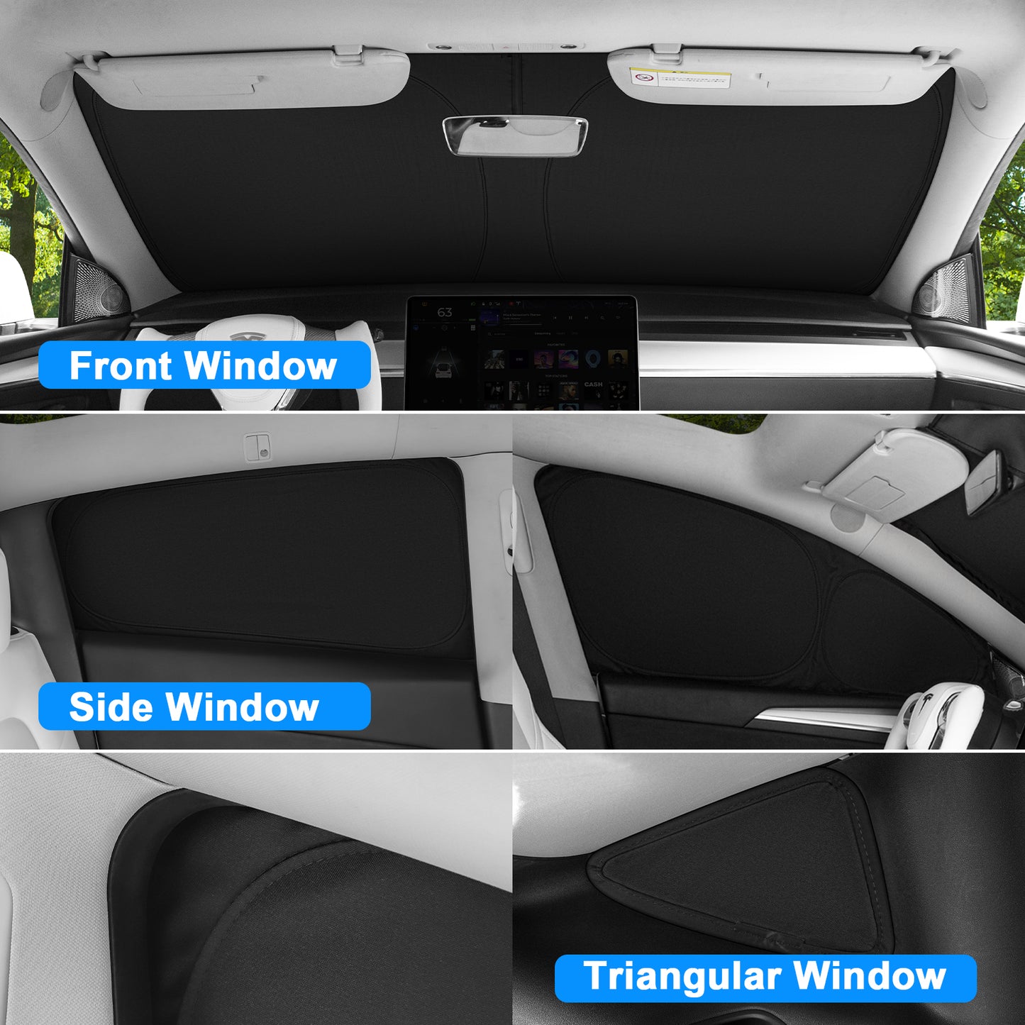 8PCS Sunshade Set for Tesla Model Y Accessories 2021-2025