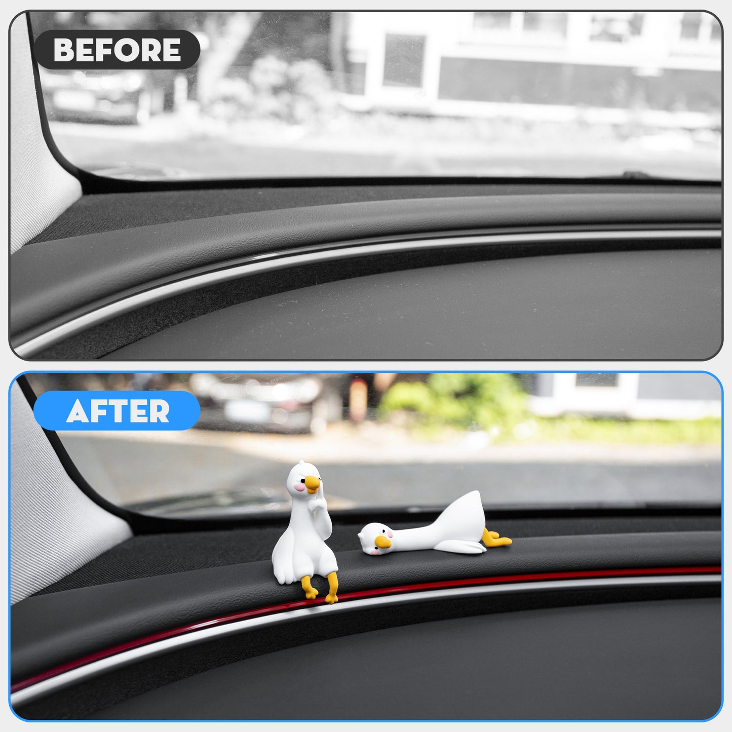 2PCS for Tesla Model Y 2026 Duck Mode Mini Dashboard Decoration Ornament Funny Decors Compatible with 2017-2026 Tesla Model 3 and New Model Y Juniper Interior Accessories