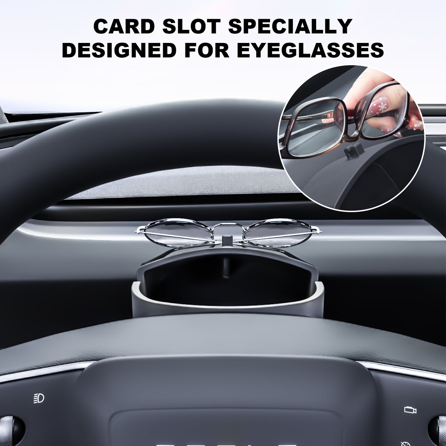 Phone Holder Hud Display Mount Steering Wheel Sunglasses Storage Box Organizers for 2024-2025 New Tesla Model 3 Highland Accessories