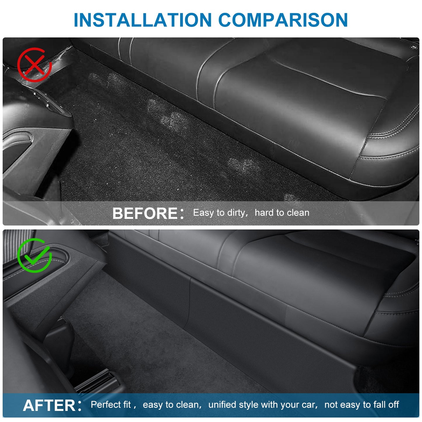 Back Seat Cover for Tesla Model Y 5-Seat Rear Underside, Anti-Kick Mat for 2021-2025 Tesla Model Y Accessories