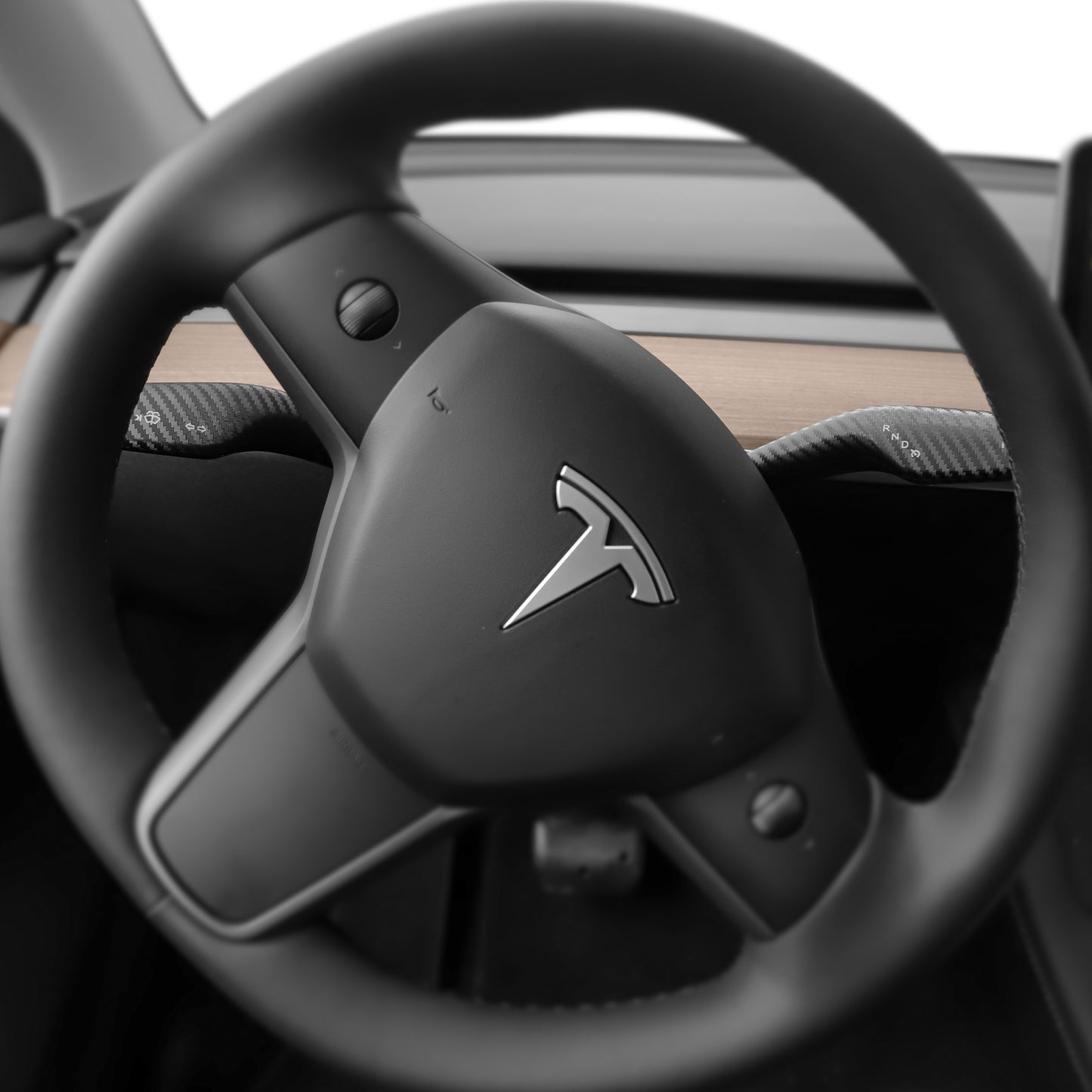 Carbon Fiber Pattern Steering Lever Cover for 2017-2023 Tesla Model 3 and 2021-2025 Model Y Accessories
