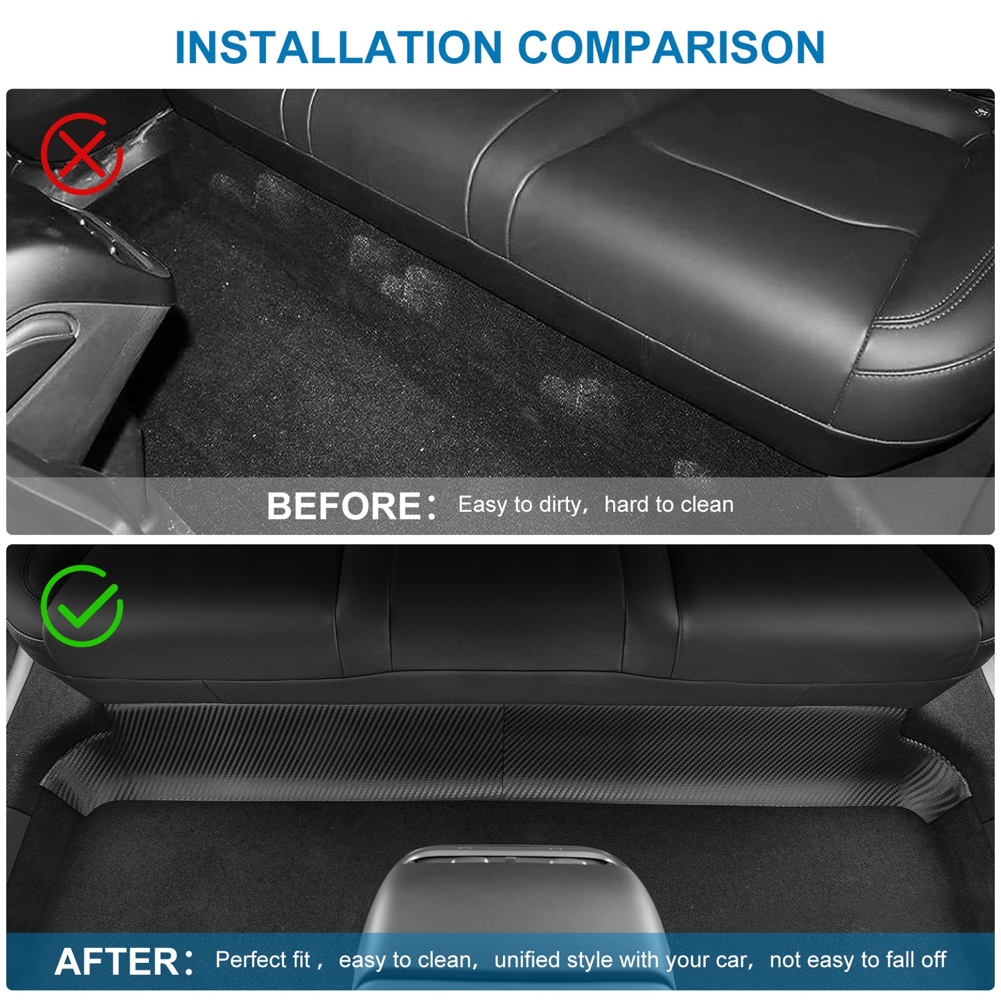 Back Seat Cover for Tesla Model Y 5-Seat Rear Underside, Anti-Kick Mat for 2021-2025 Tesla Model Y Accessories