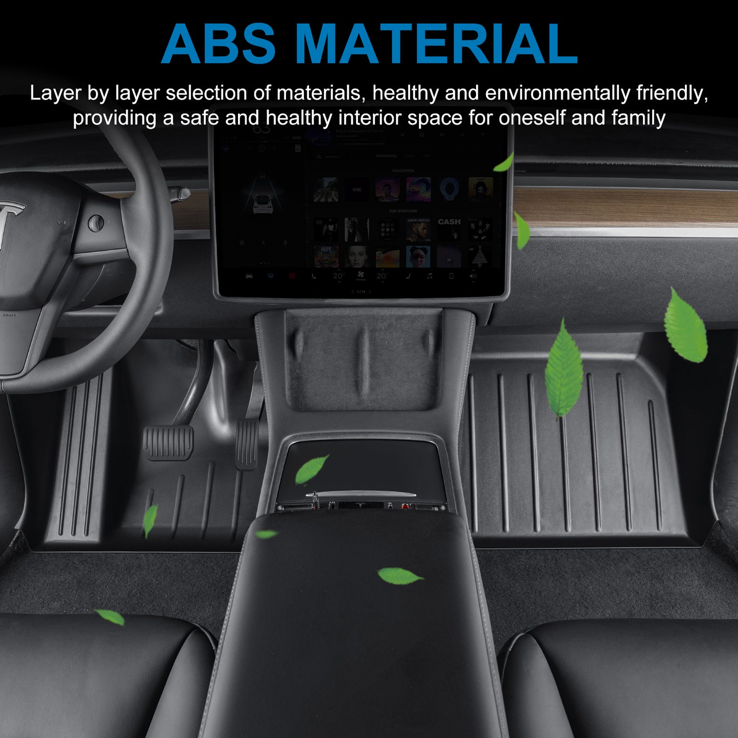3D Floor Mats Compatible with 2021-2025 Tesla Model Y(Matte Black)