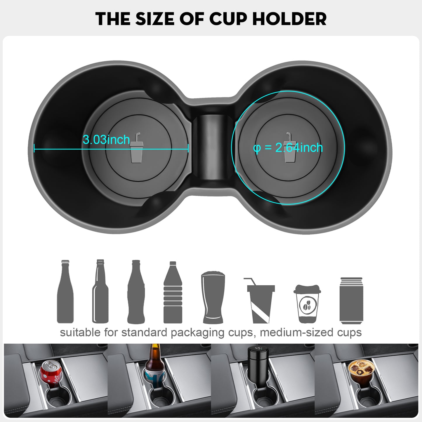Cup Holder Insert Compatible with 2024-2025 Model 3 Highland and 2025 New Model Y Juniper(Launch Series) Accessories