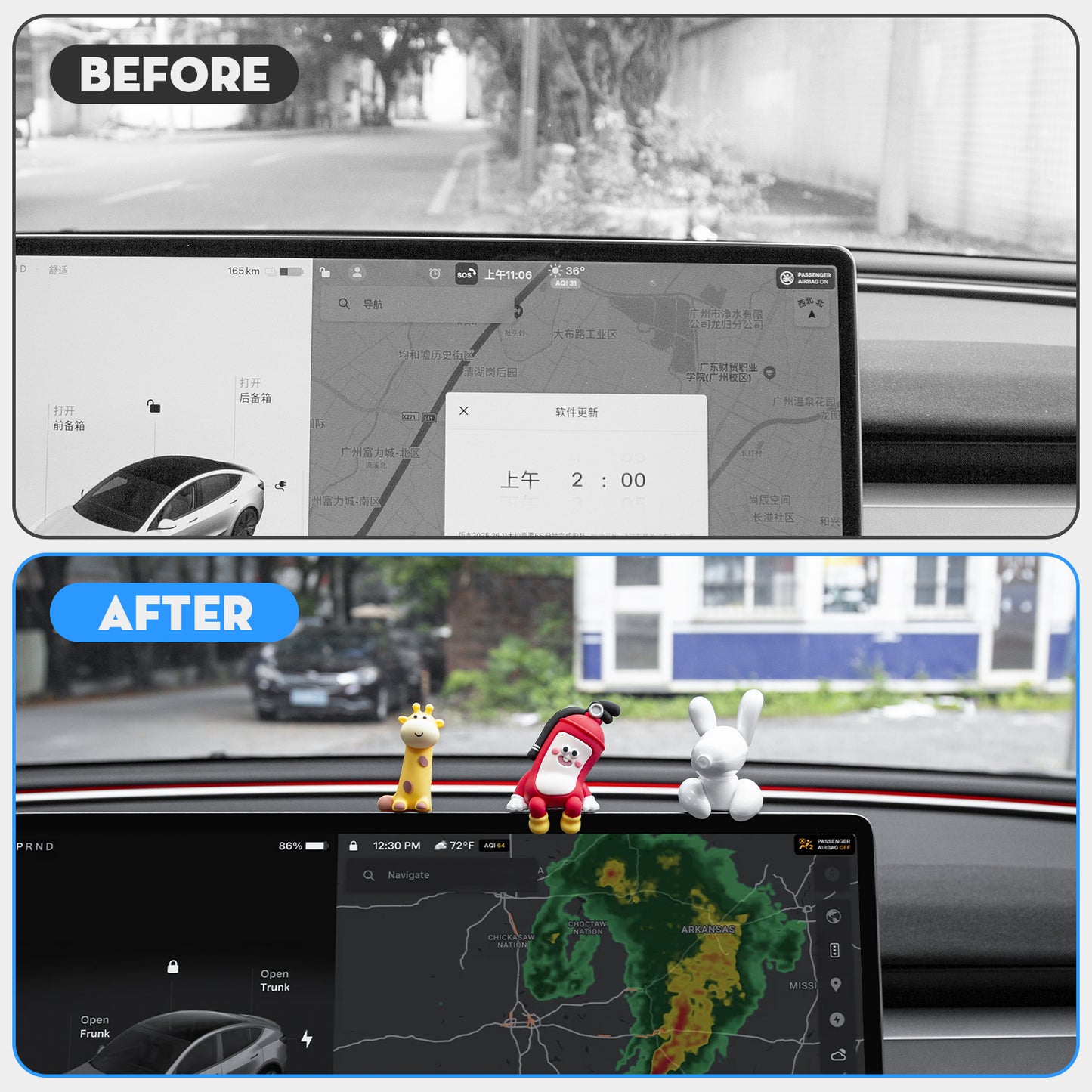 KUNIST 3PCS for Tesla Model Y 2026 Dog Mode Mini Screen Decoration Ornament Funny Decors Compatible with 2017-2026 Tesla Model 3 and New Model Y Juniper Accessories