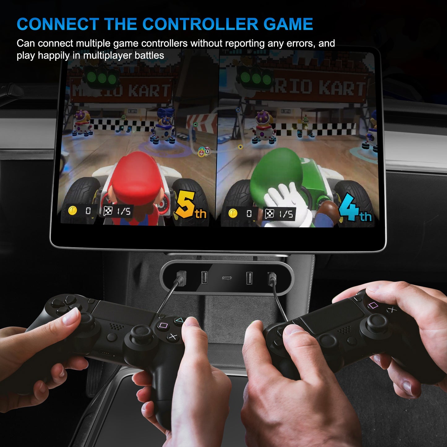 Glove Box 5 in 1 USB Hub for 2021-2025 Tesla Model Y and 2017-2023 Model 3 Accessories