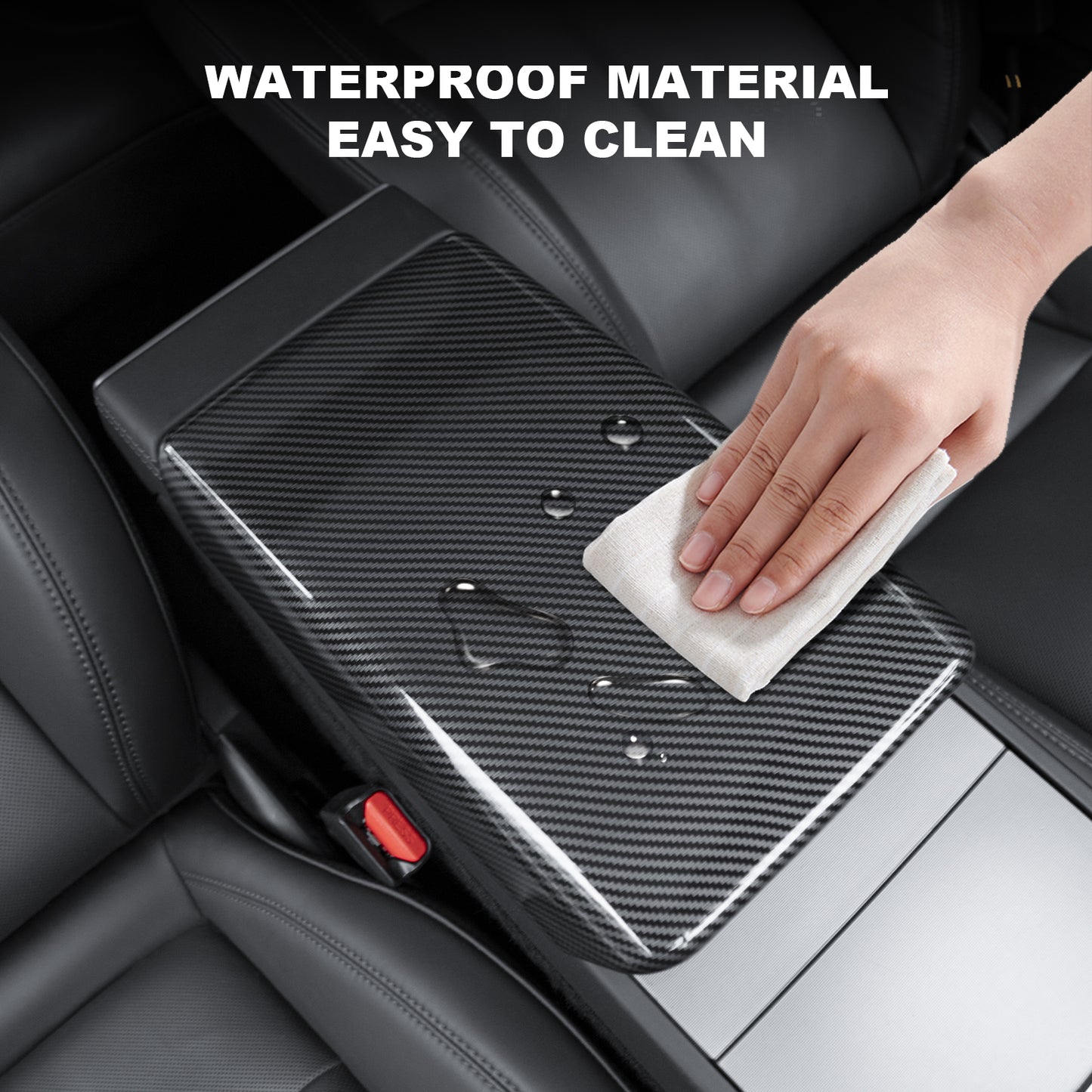Center Console Lid Cover ABS Armrest Box Cover for 2024-2025 Tesla Model 3 Highland and 2025 New Model Y Juniper (Launch Series) Accessories