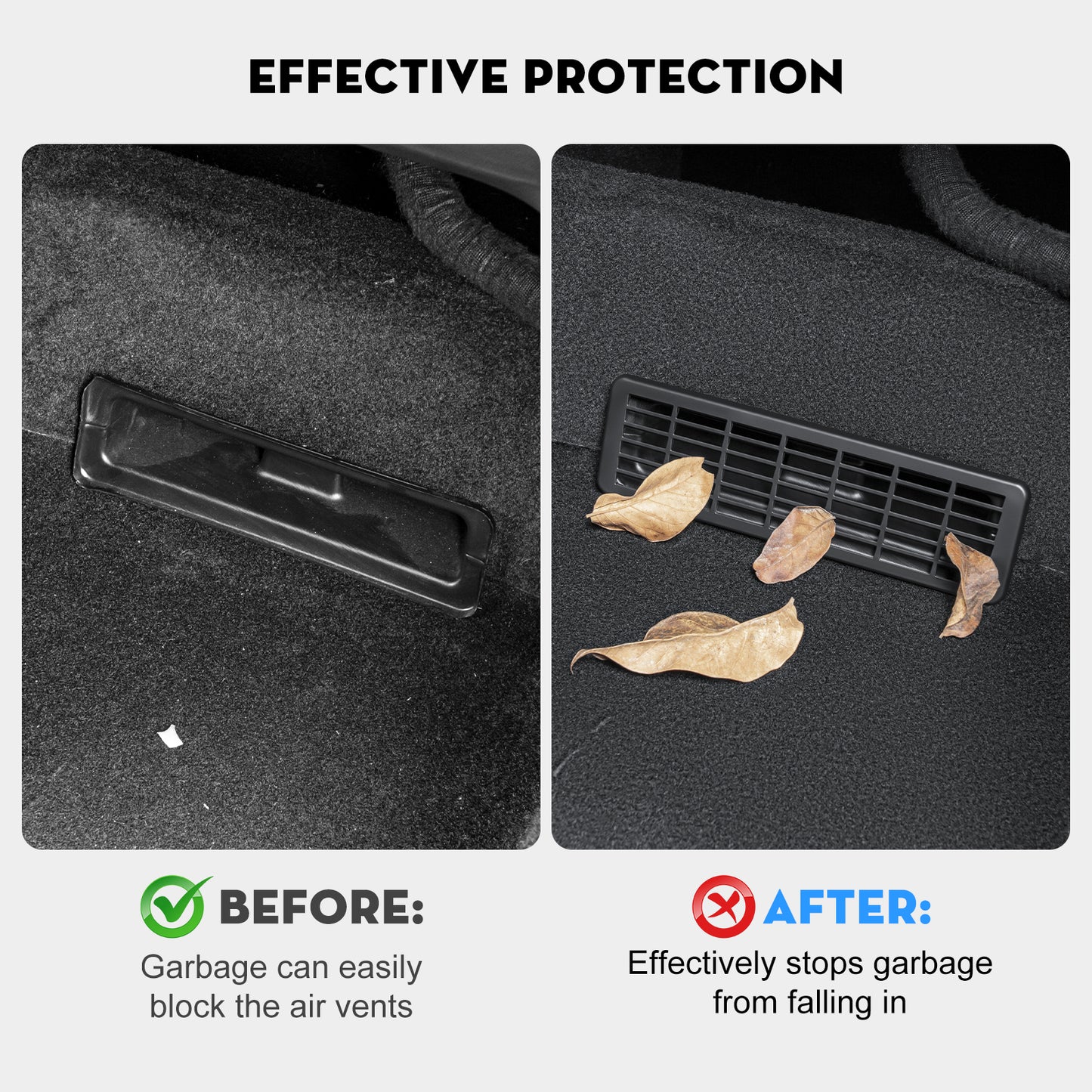 2PCS 2025-2026 New Model Y Juniper Backseat Floor Air Vent Cover Air Flow Vent Grille Protection Rear Under Seat Air Condition Outlet Grille Protector