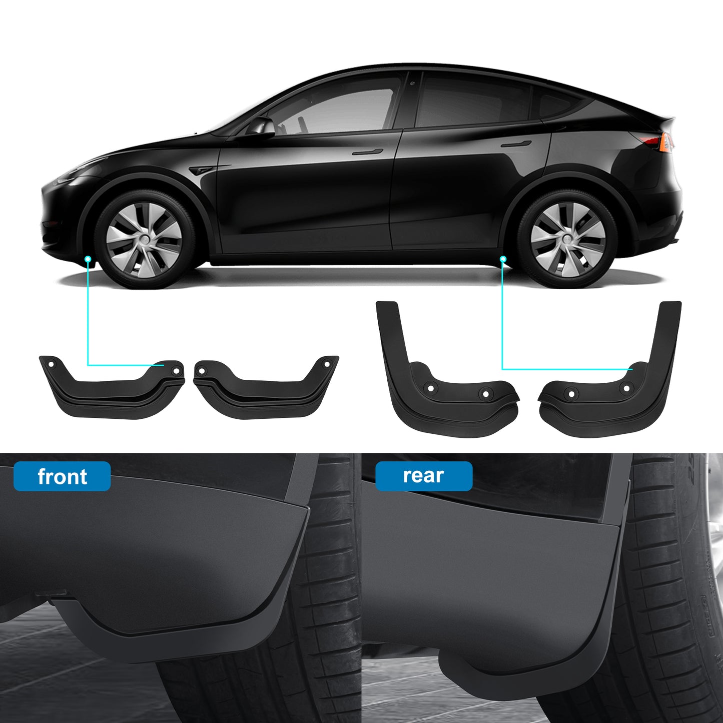 Upgraded Mud Flaps for 2023 Tesla Model Y Accessories(Set of 4)