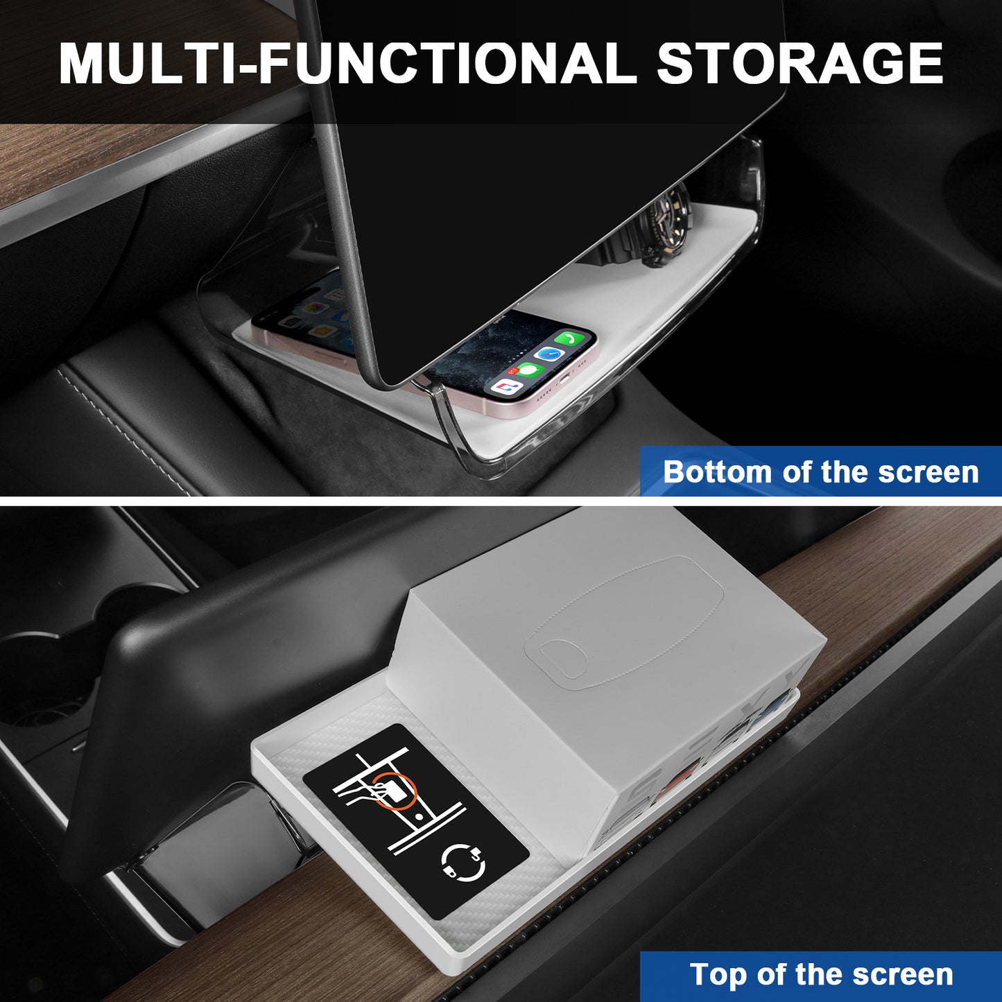 Magnetic Under Screen Storage Box for 2017-2023 Tesla Model 3 Y Accessories