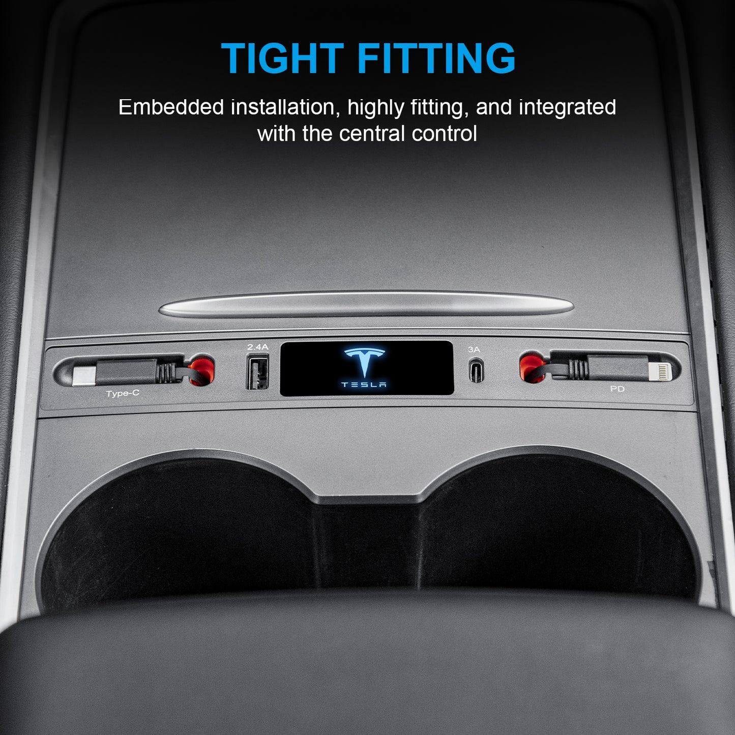 Retractable Hub Docking Station for 2017-2023 Tesla Model 3 and 2021-2025 Model Y Accessories
