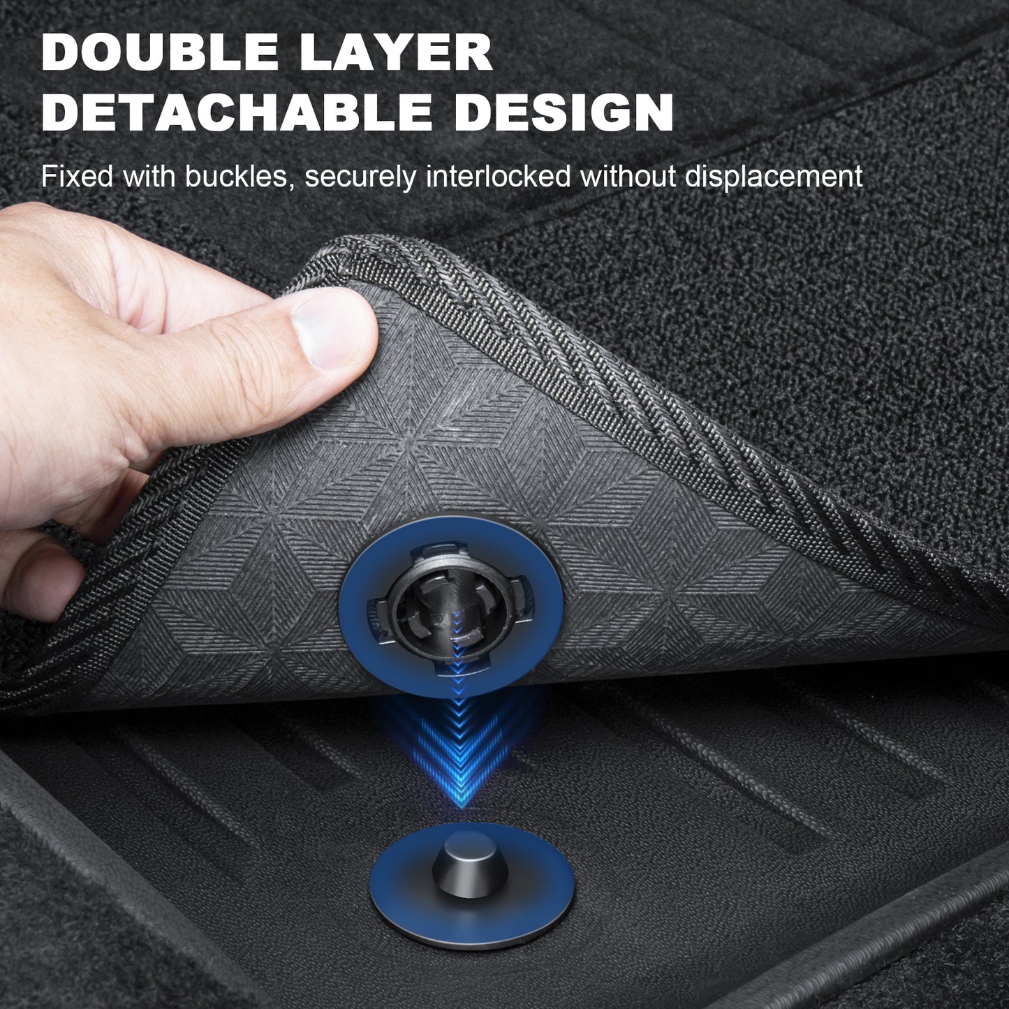 All-Weather TPE Floor Liner Menis Carpeted Mat Compatible for 2024-2025 Tesla Model 3 Highland Accessories