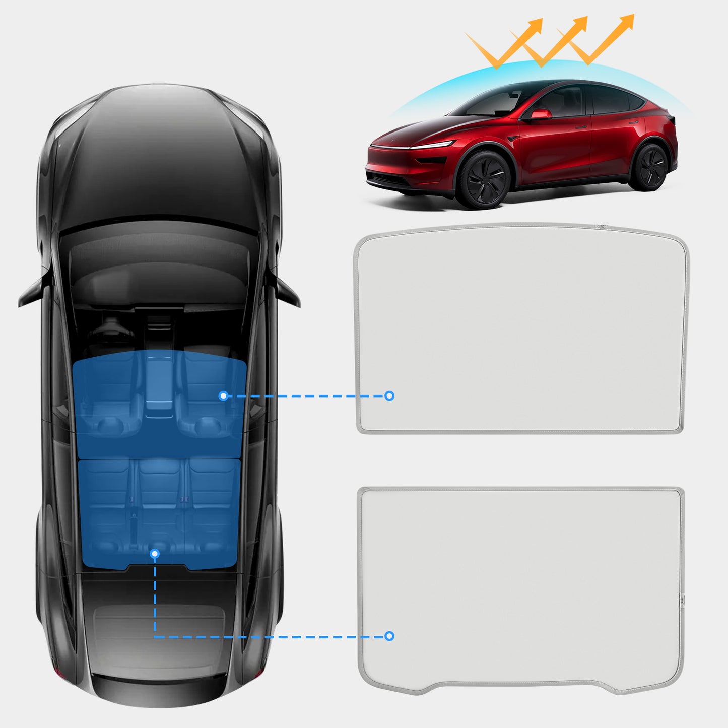 Roof Sunshades for 2025 Tesla New Model Y Juniper (Launch Series) Accessories (Ice White)