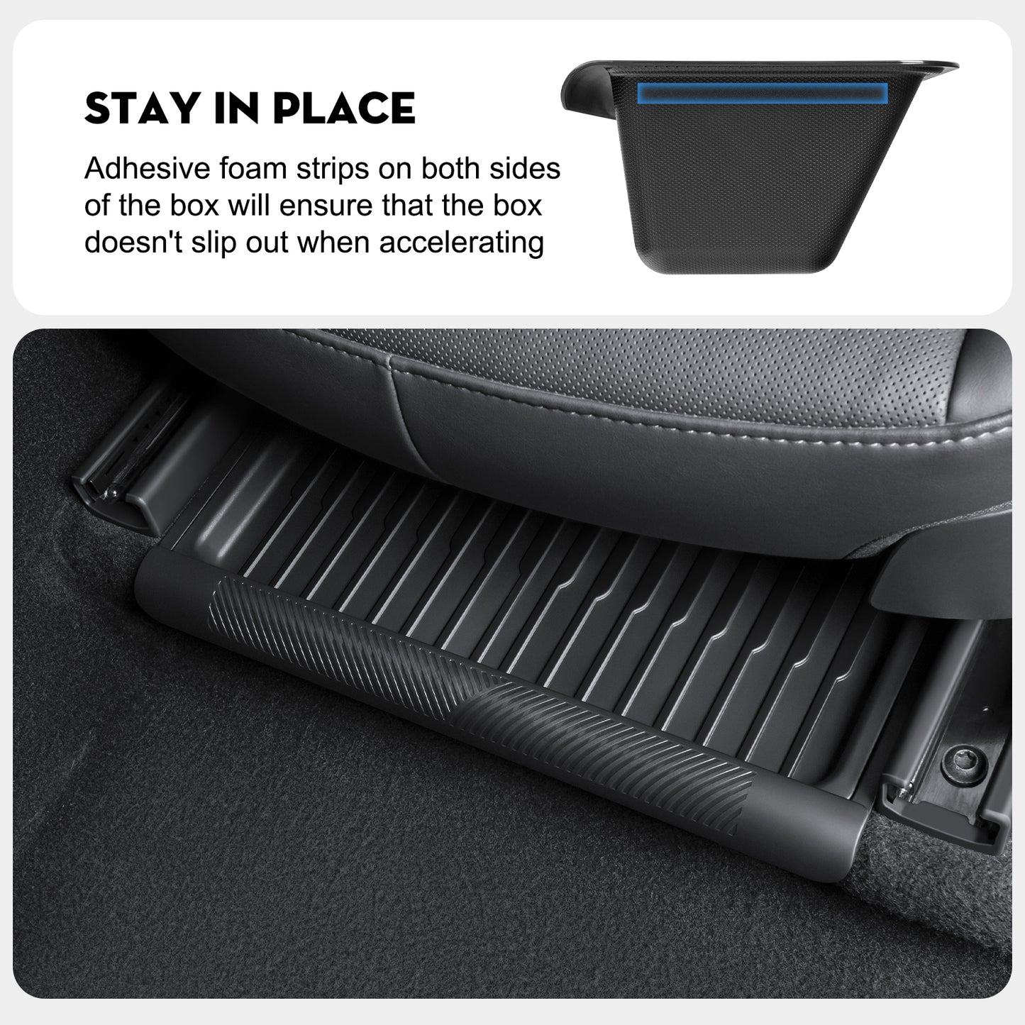 2PCS 2025-2026 Model Y Juniper Under Seat Storage Box,Hidden Organizer Tray Underseat Bins with Lid Cover