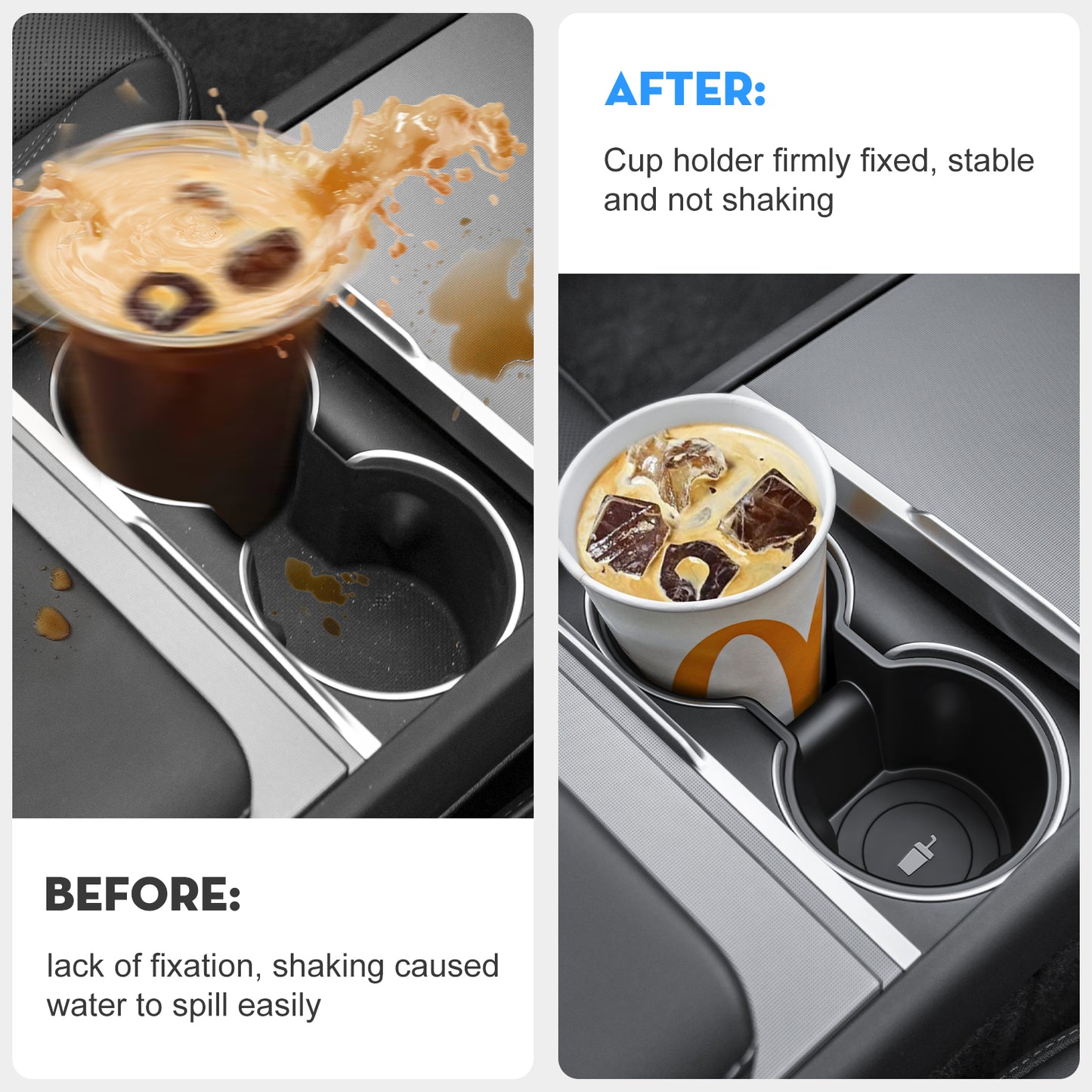 Cup Holder Insert Compatible with 2024-2025 Model 3 Highland and 2025 New Model Y Juniper(Launch Series) Accessories