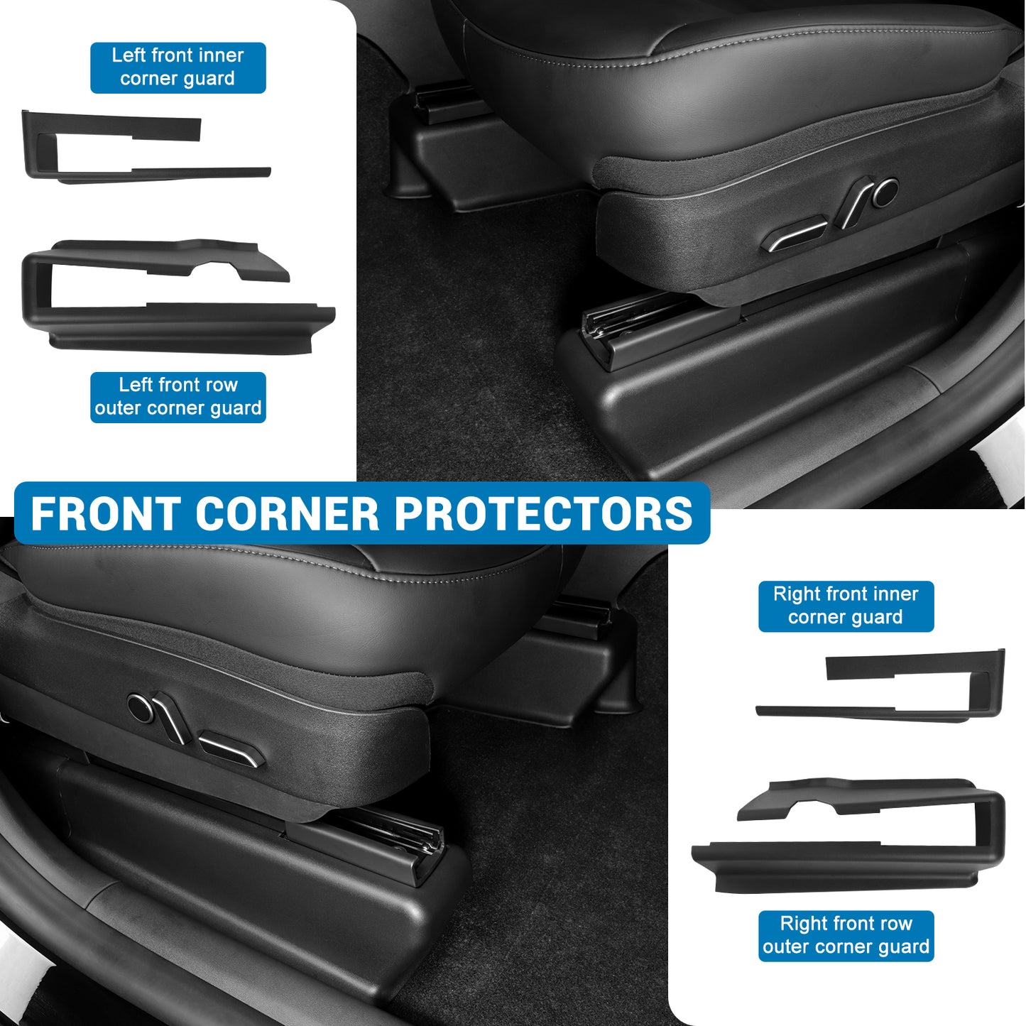 Upgrade Seat Slide Rail Pad Cover Protectors for 2025-2021 Tesla Model Y Accessories (7PCS)