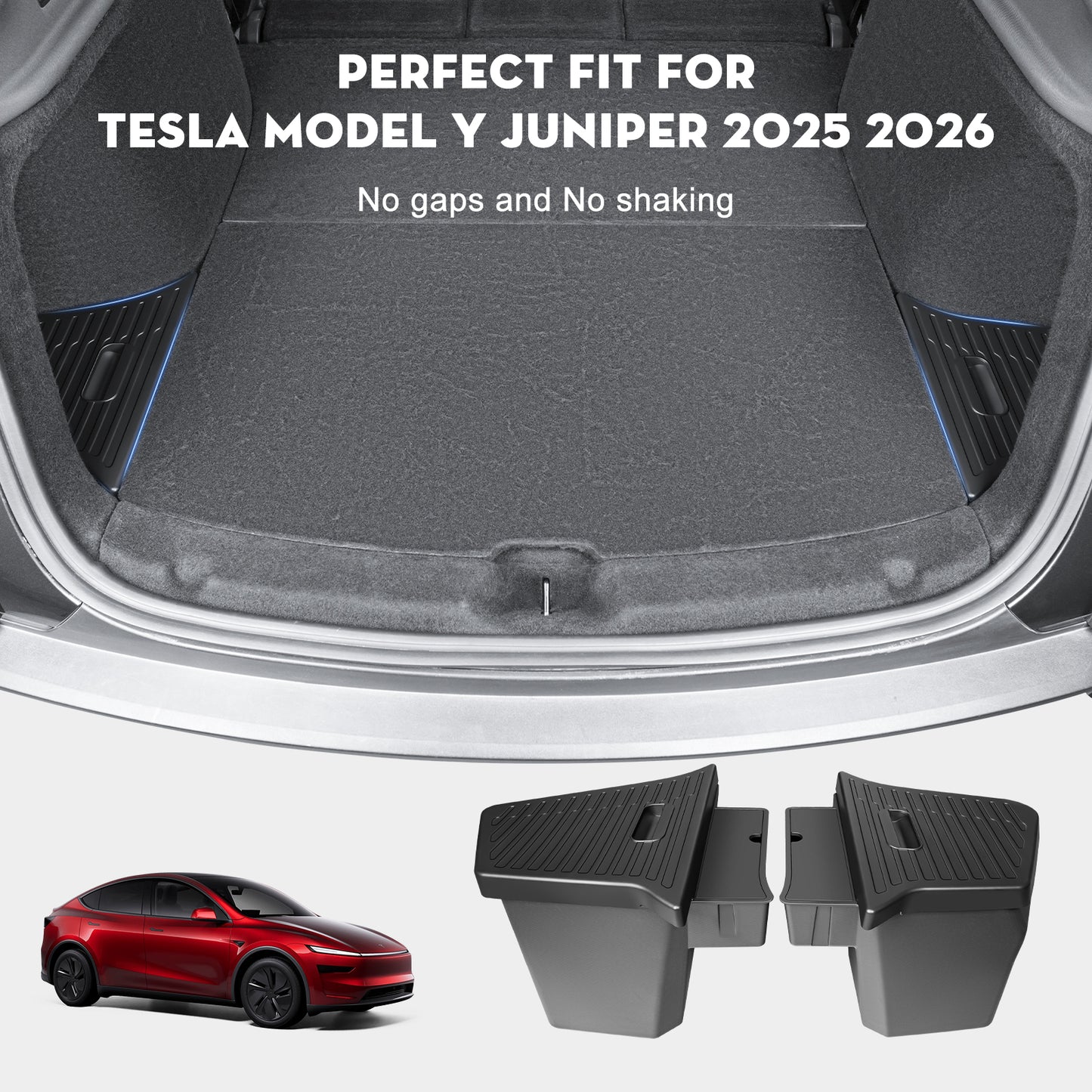 2PCS Rear Trunk Storage Bins with Lids for Tesla 2025-2026 New Model Y Juniper 5 Seater Accessories