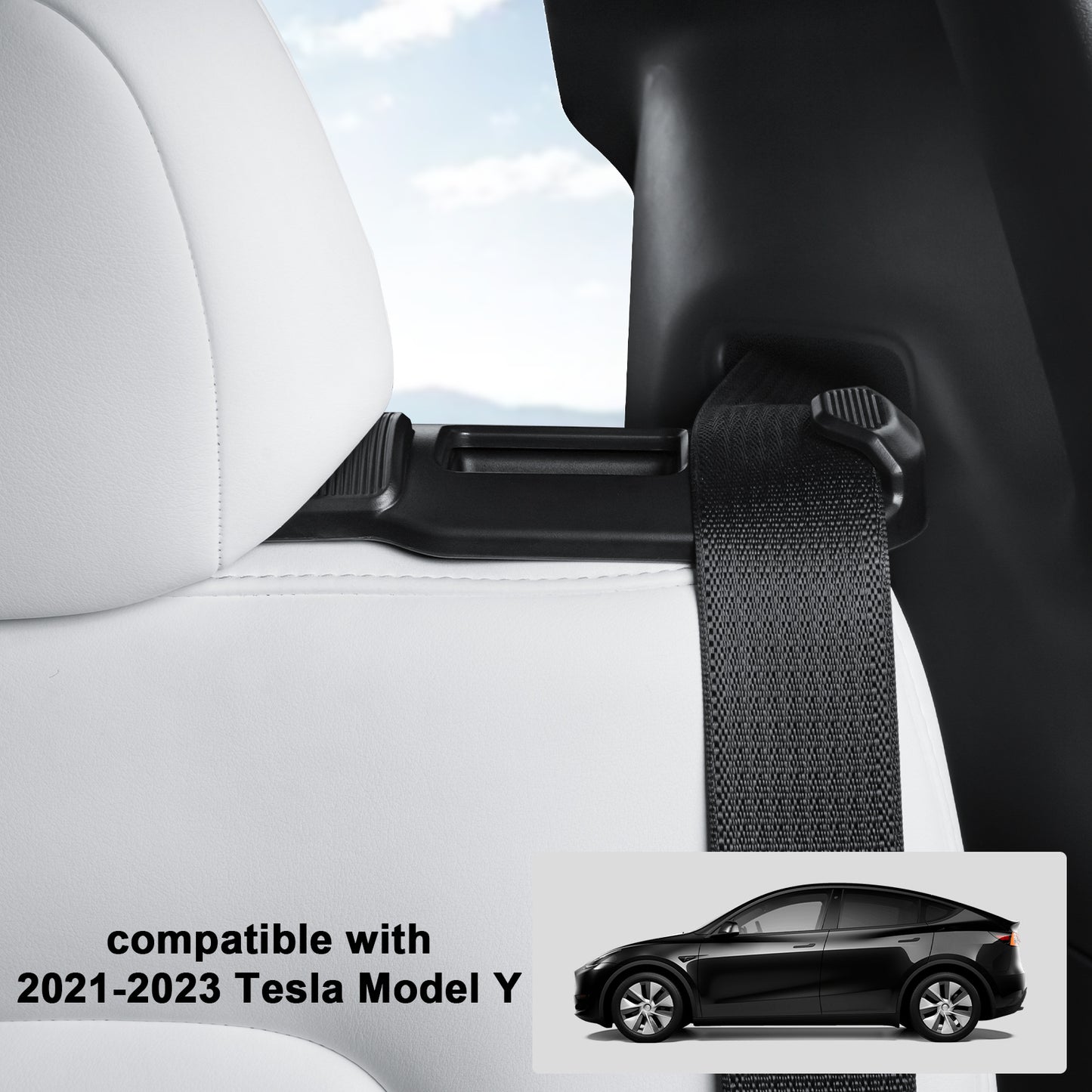 2PCS Backseat Seatbelt Guide Holder for Tesla Model Y 2021-2024 with Hook (Black)