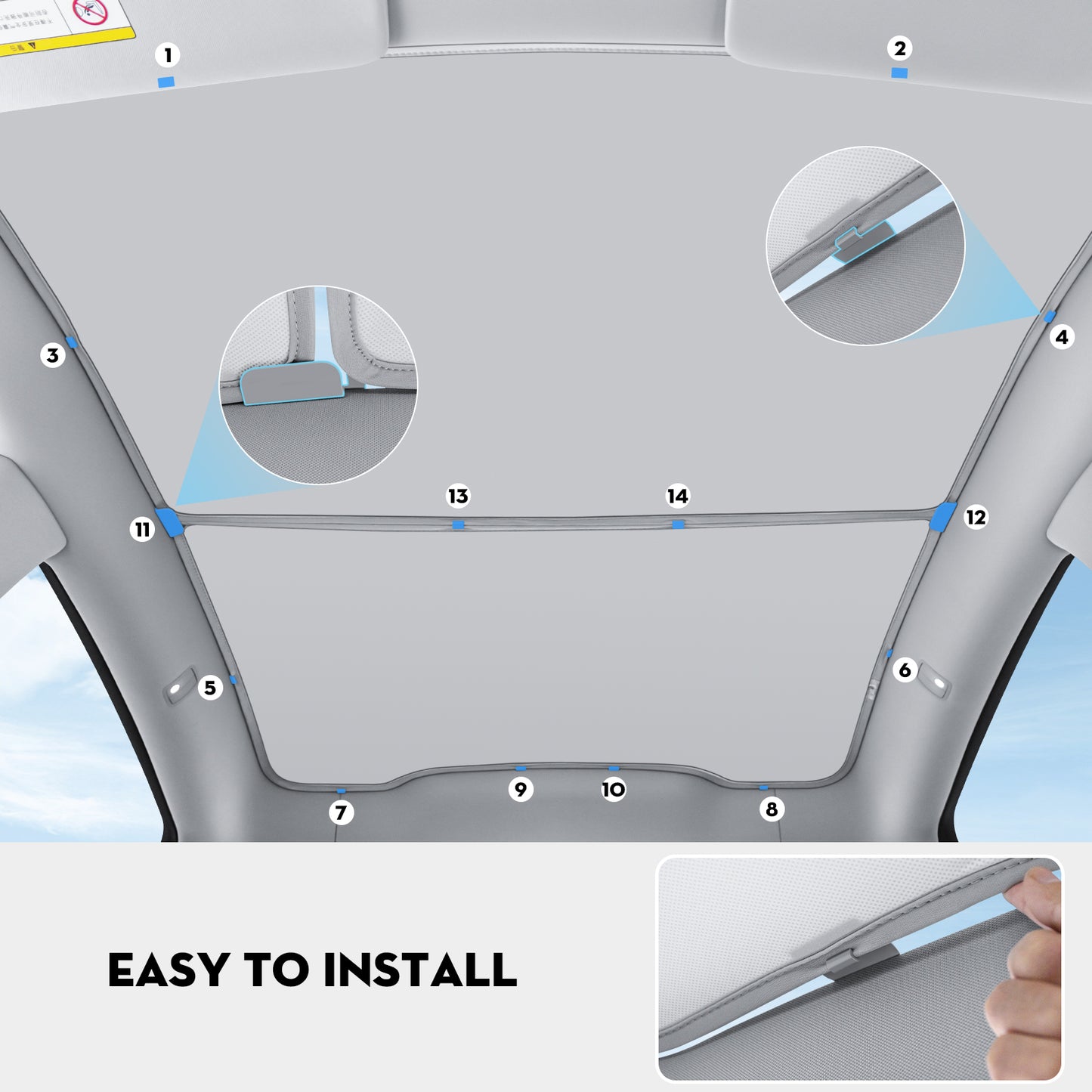 Roof Sunshades for 2025 Tesla New Model Y Juniper (Launch Series) Accessories (Ice White)