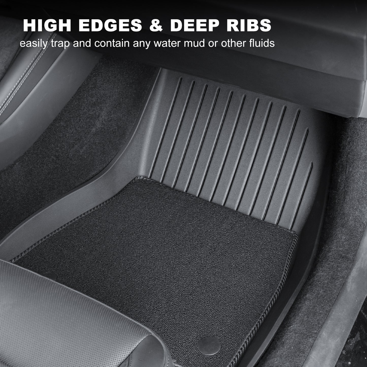 All-Weather TPE Floor Liner Menis Carpeted Mat Compatible for 2024-2025 Tesla Model 3 Highland Accessories