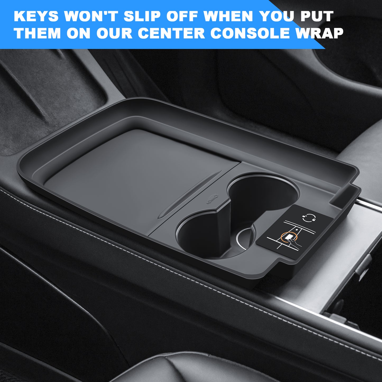 Center Console Wrap Cover Organizer Tray Compatible with Tesla 2021-2025 Model Y Interior Accessories