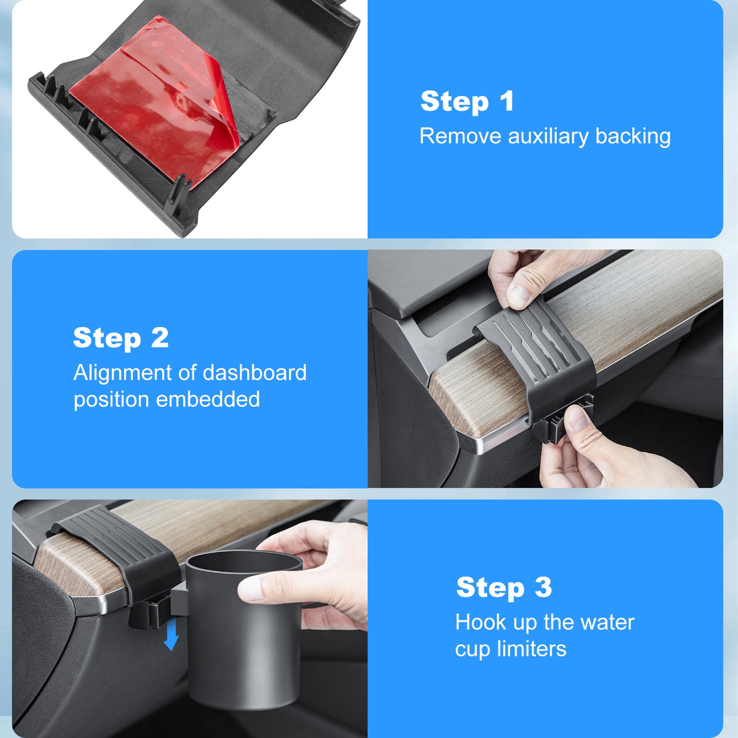 Dashboard Cup Holder Insert for 2017-2023 Tesla Model 3 & 2021-2025 Model Y Accessories