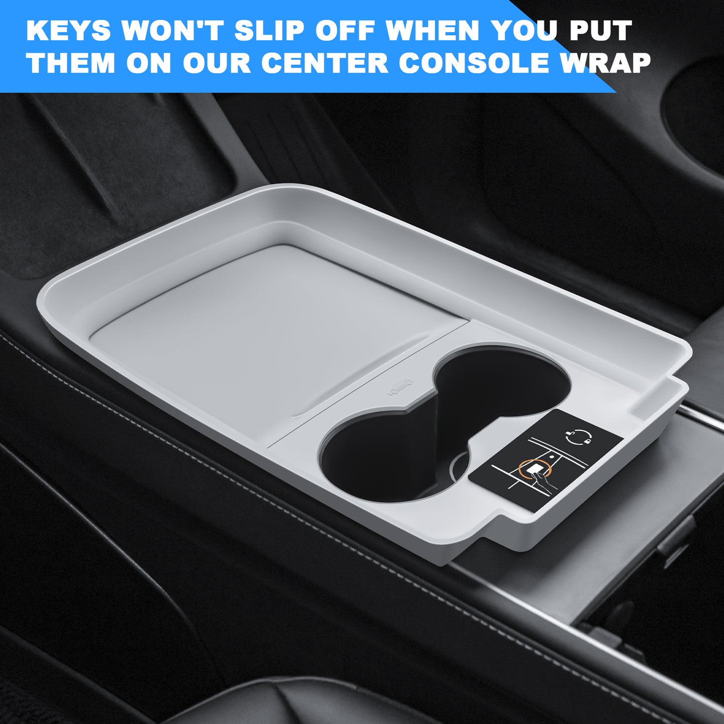 Center Console Wrap Cover Organizer Tray Compatible with Tesla 2021-2025 Model Y Interior Accessories
