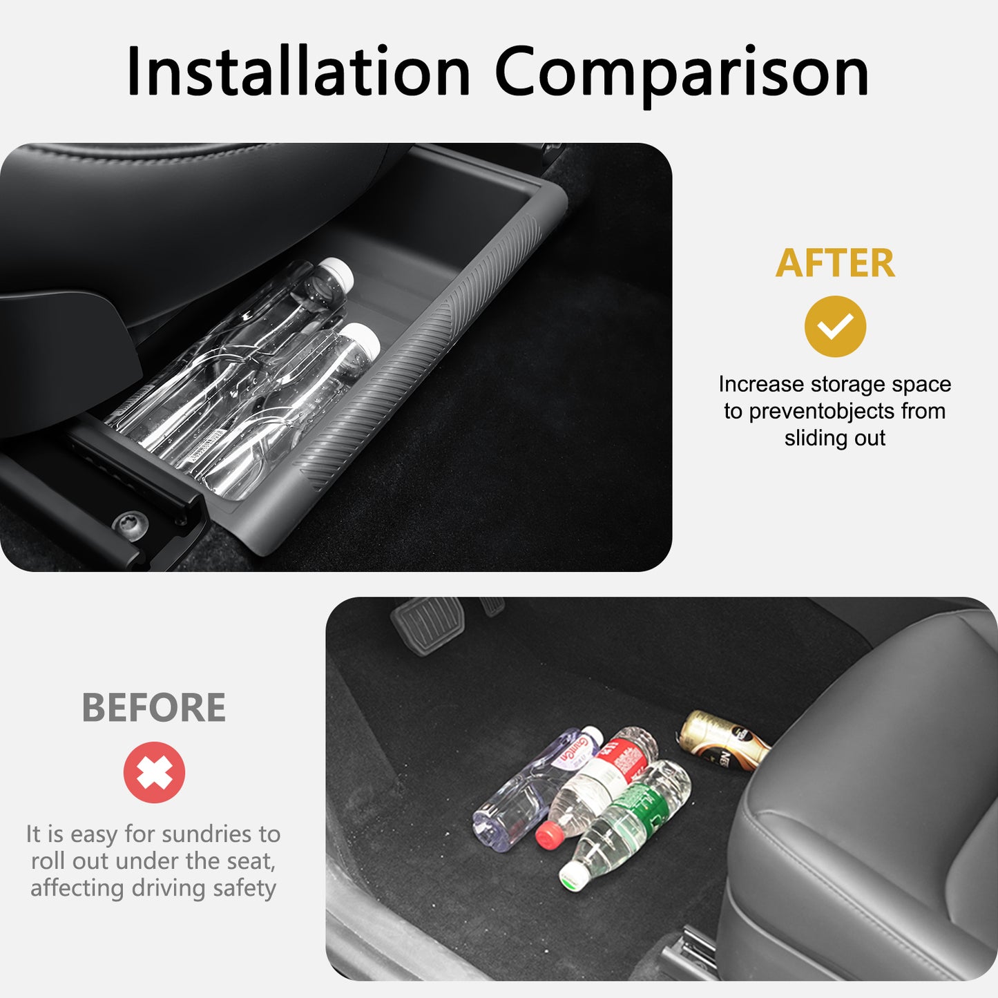 2PCS Under Seat Storage Box with lids for Tesla Model Y 2021-2025 and 2025 New Model Y Juniper (Rear Seat )Accessories