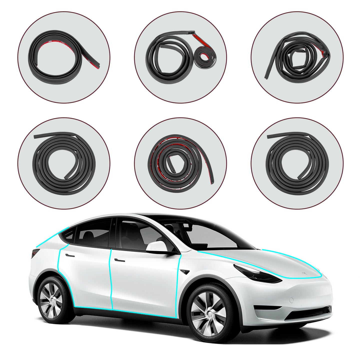 Rubber Seal Weather Strip for 2017-2023 Tesla Model 3 or 20121-2025 Model Y Accessories