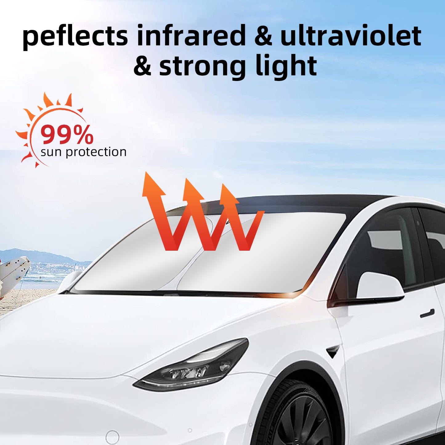 Front Windshield Sunshade for 2021-2025 Tesla Model Y Accessories