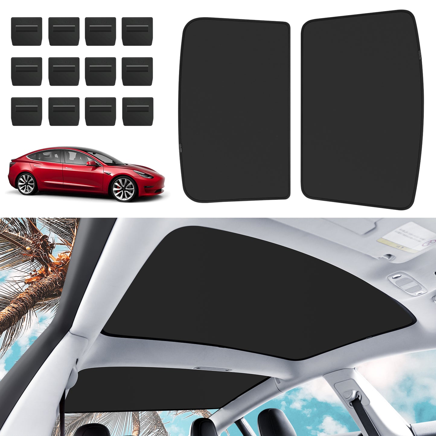 Upgraded Sunroof Shade for 2017-2023 Tesla Model 3 or 2021-2025 Model Y Accessories