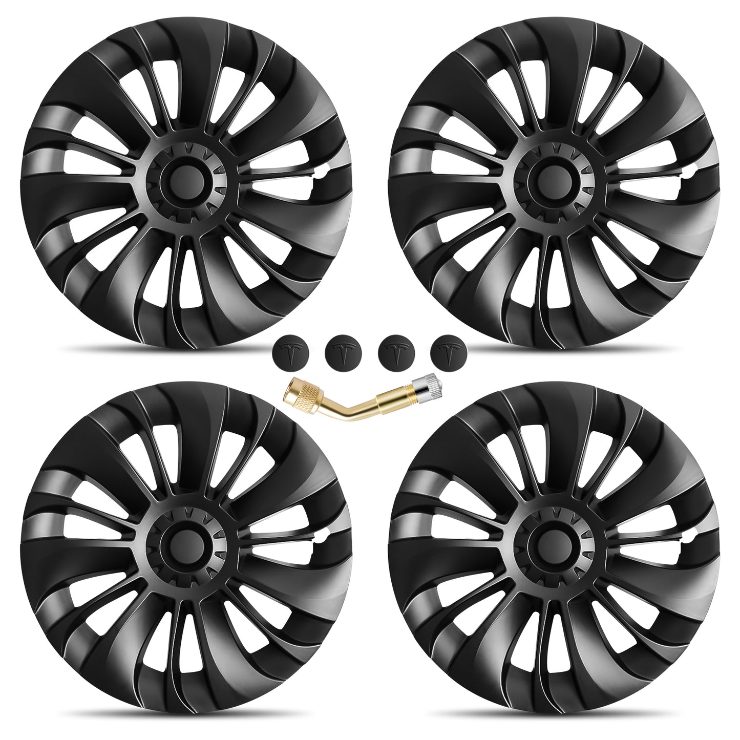 19 inch Hubcaps for Tesla Model Y 2021 2022 2023(Matte Black)