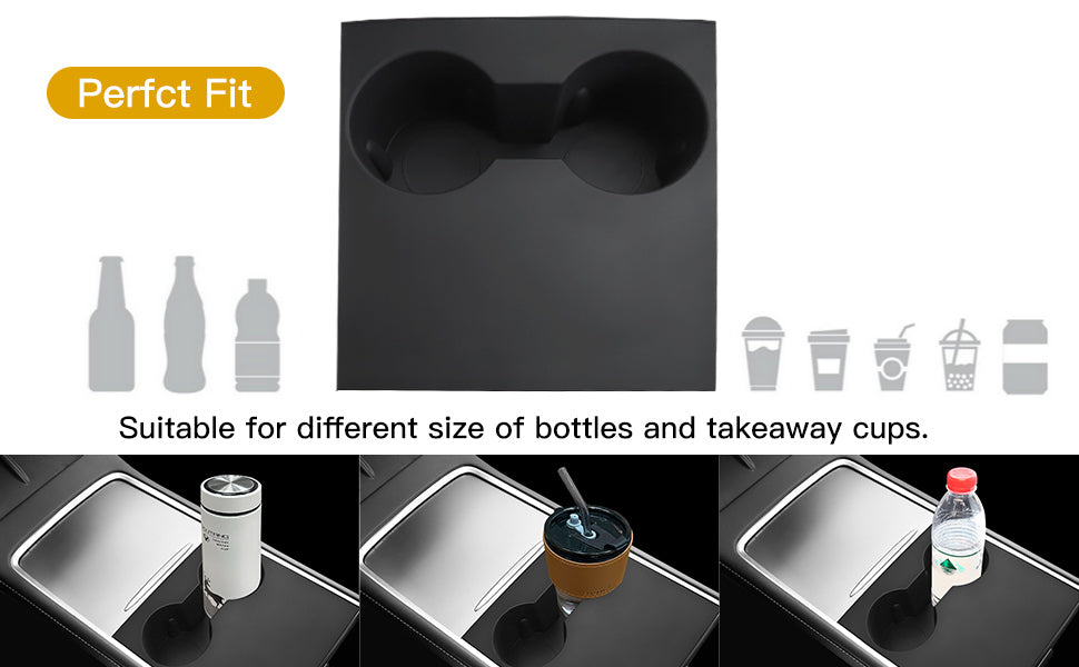 2 in 1 Silicone Center Console Cup Holder Insert for 2021-2022 Tesla Model 3 and Model Y Accessories