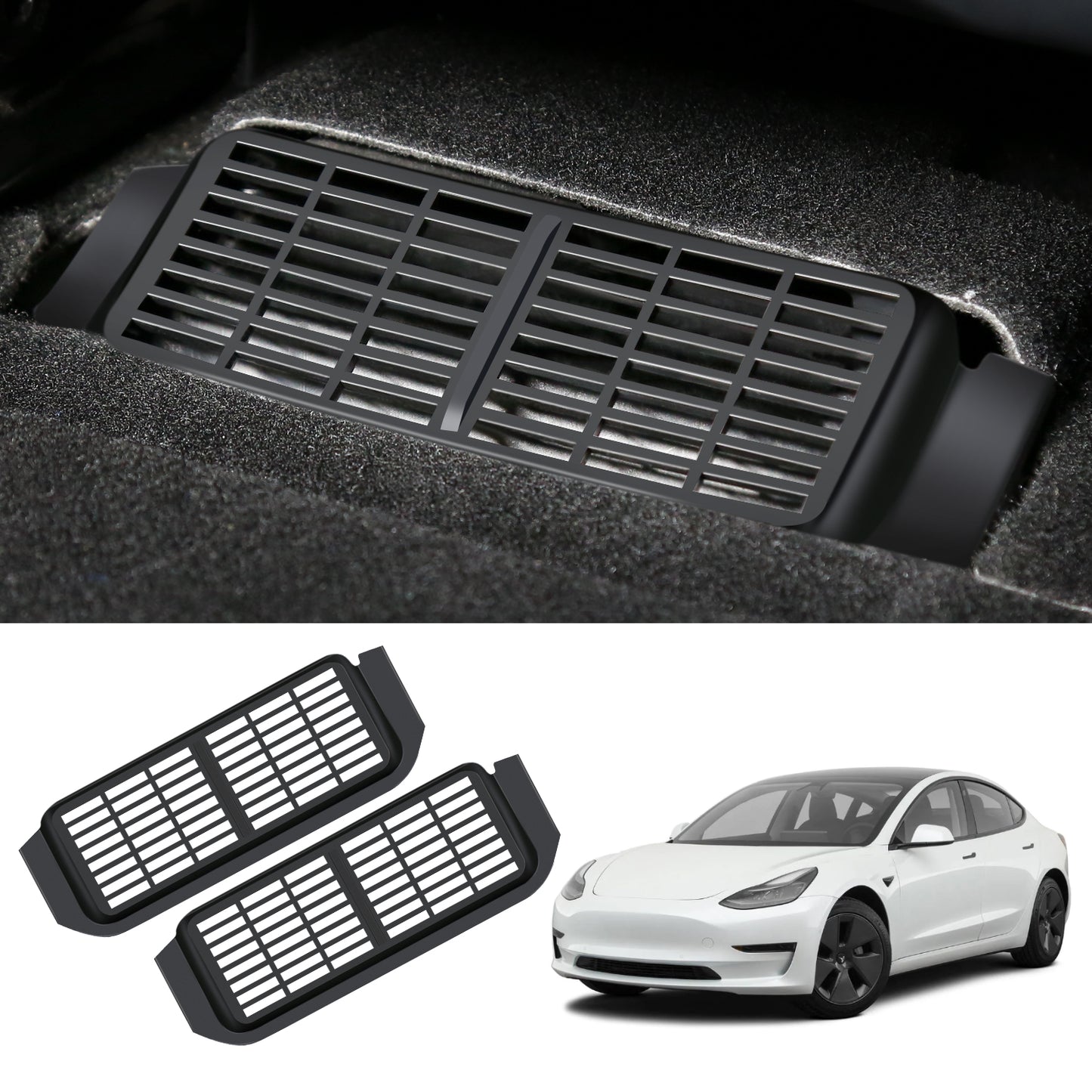 2PCS Under Seat Air Vent Cover for 2017-2023 Tesla Model 3 or 2021-2025 Model Y Accessories