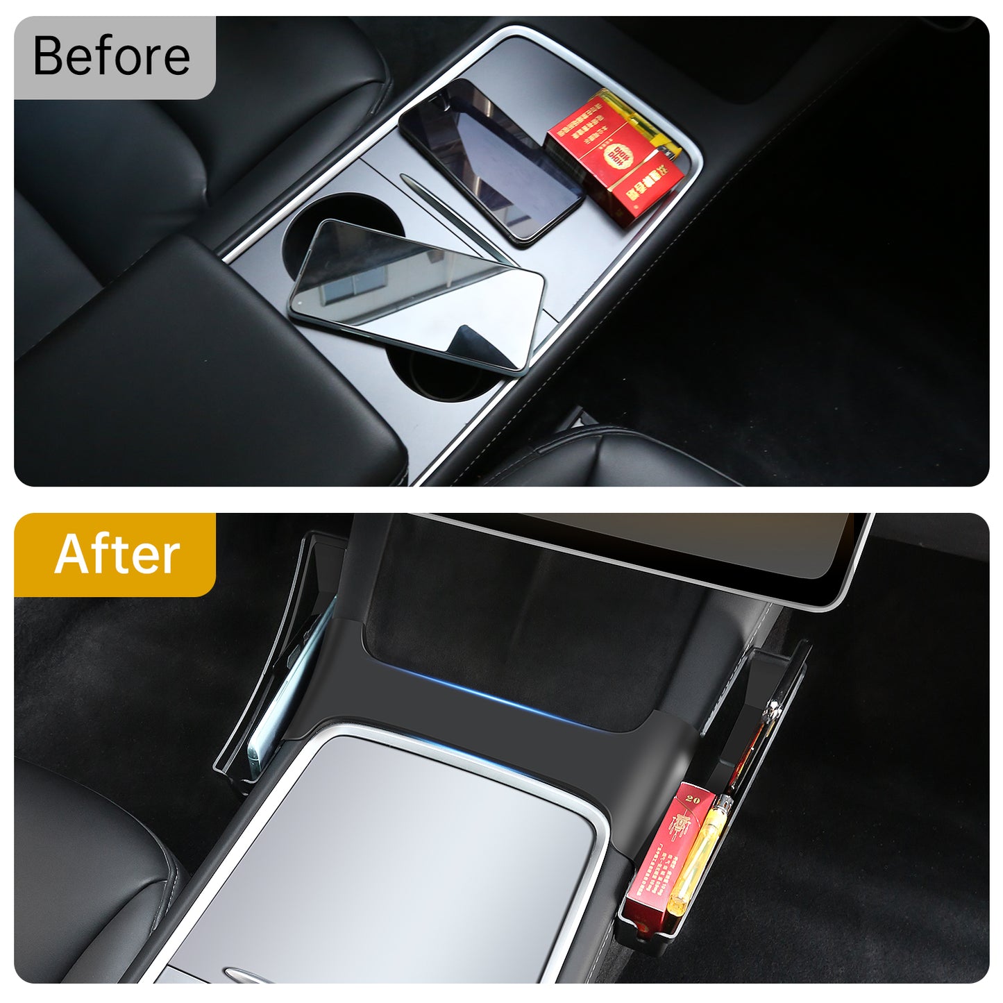 Center Console Side Organizer for 2017-2023 Tesla Model 3 and 2021-2025 Model Y Accessories