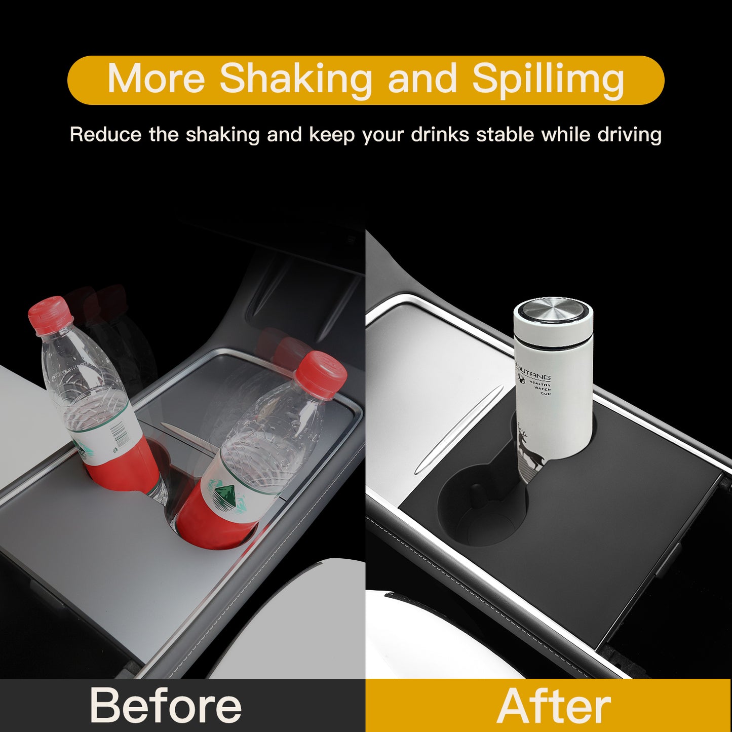 2 in 1 Silicone Center Console Cup Holder Insert for 2021-2022 Tesla Model 3 and Model Y Accessories