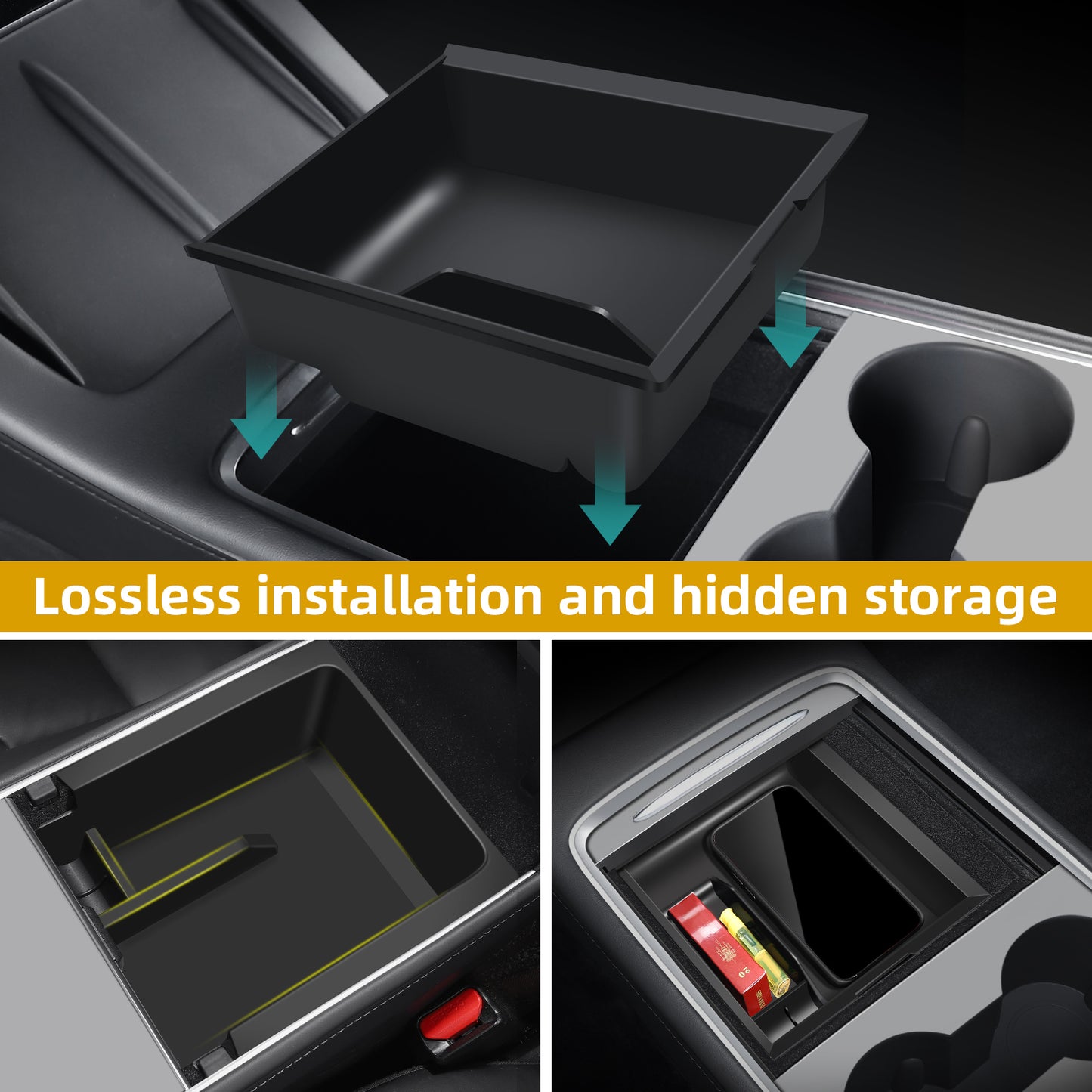 Center Console Organizer for 2017-2023 Tesla Model 3 and 2021-2025 Model Y Accessories
