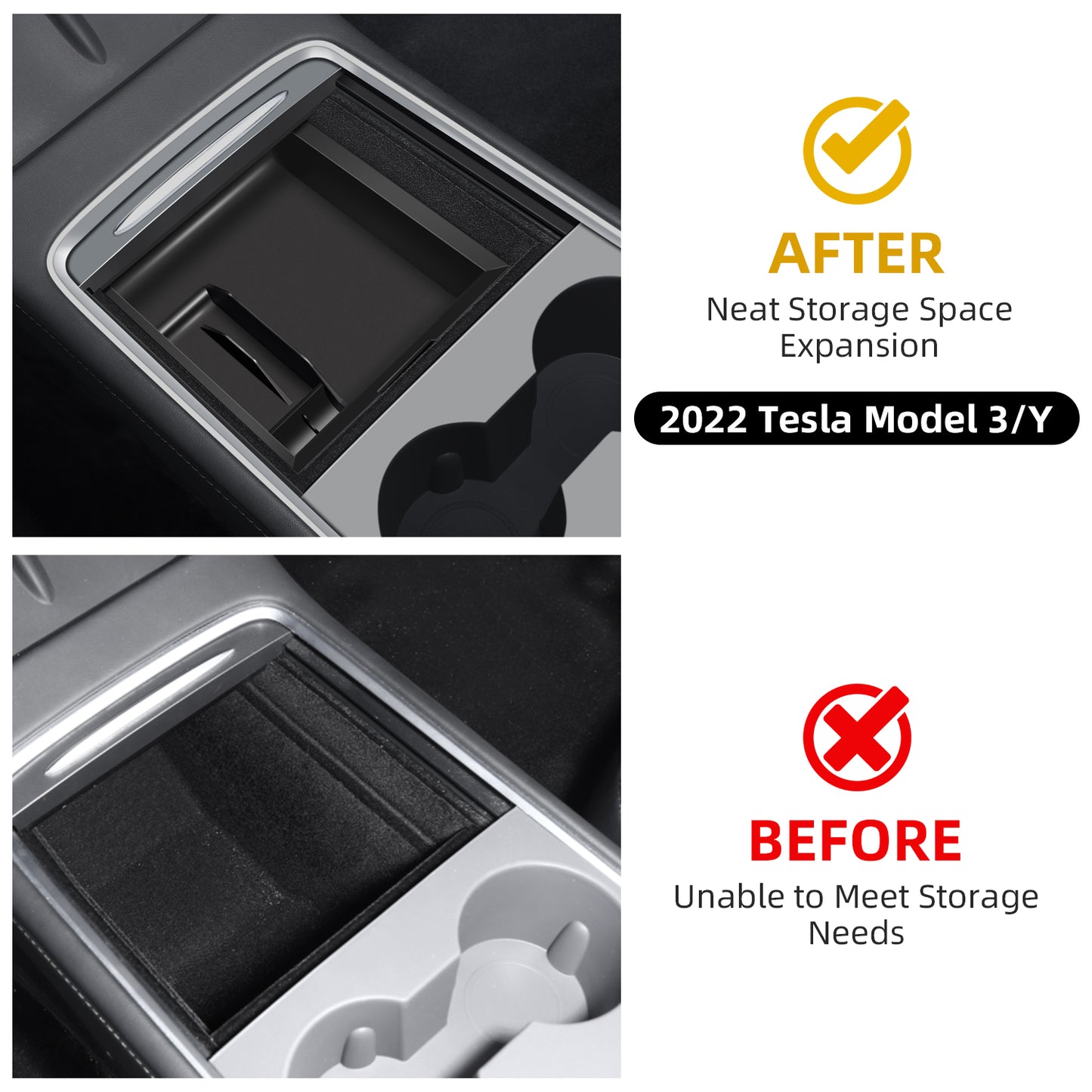 Center Console Organizer for 2017-2023 Tesla Model 3 and 2021-2025 Model Y Accessories