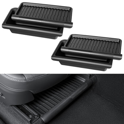 2PCS 2025-2026 Model Y Juniper Under Seat Storage Box,Hidden Organizer Tray Underseat Bins with Lid Cover