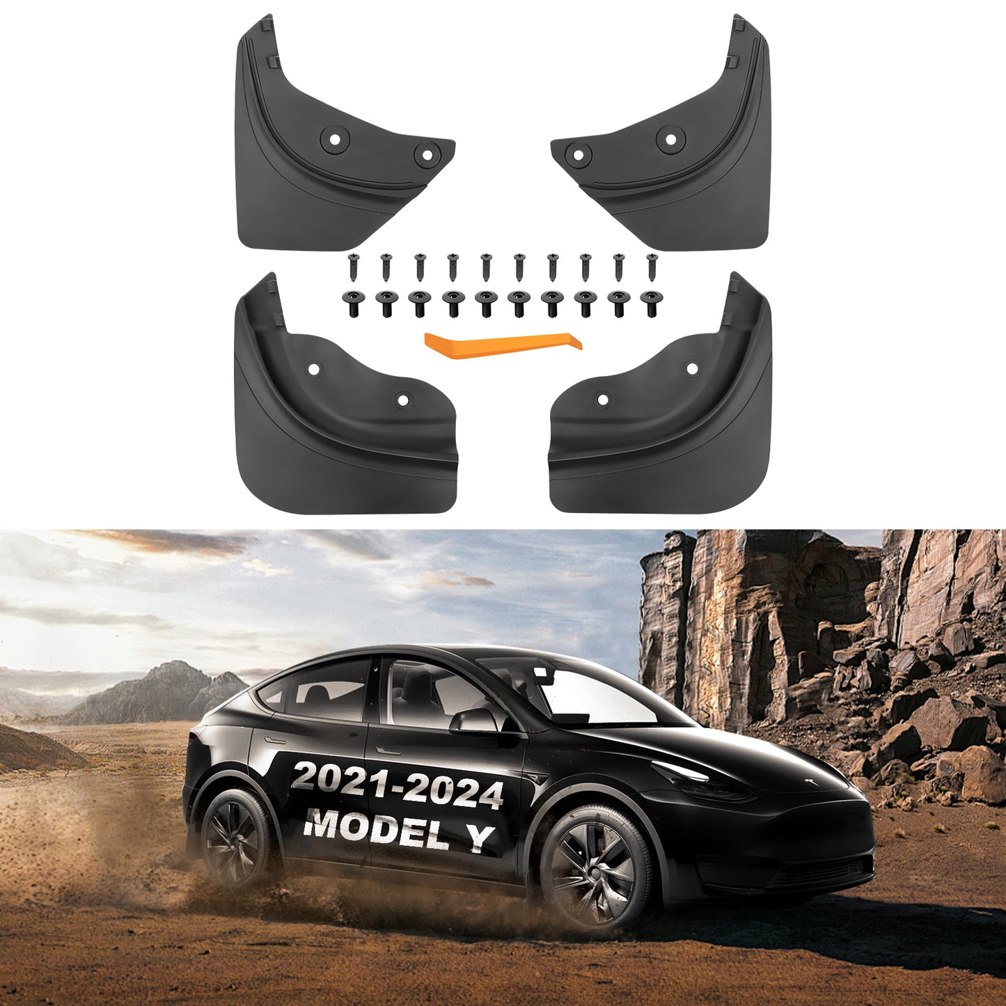 4PCS Mud Flaps for 2021-2025 Tesla Model Y and 2025 New Model Y Juniper Accessories (5-Seater)