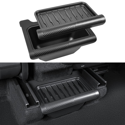 Backseat Trash Can Organizer TPE Storage Box with Anti-Slip Lid Cover Underseat Storage Tray for 2025-2026 Tesla Model Y Juniper Accessories