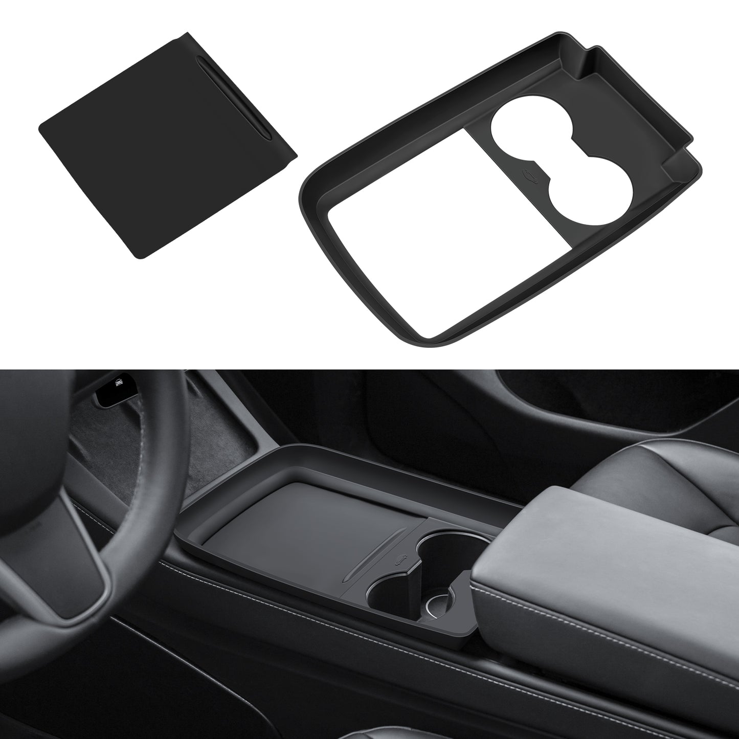 Center Console Wrap Cover Organizer Tray Compatible with Tesla 2021-2024 Model Y Interior Accessories