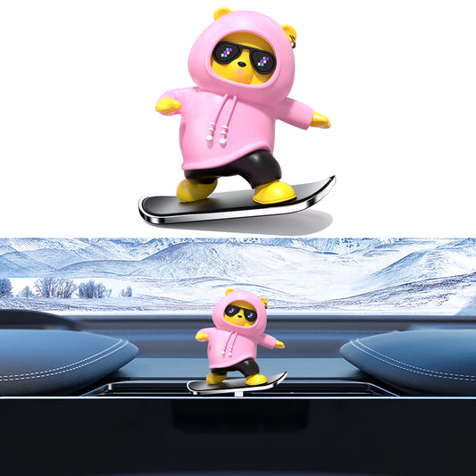 Car Decoration Ornament for Tesla Cute Skateboard Bear Car Interior Decoration Car Ornament Funny Gifts